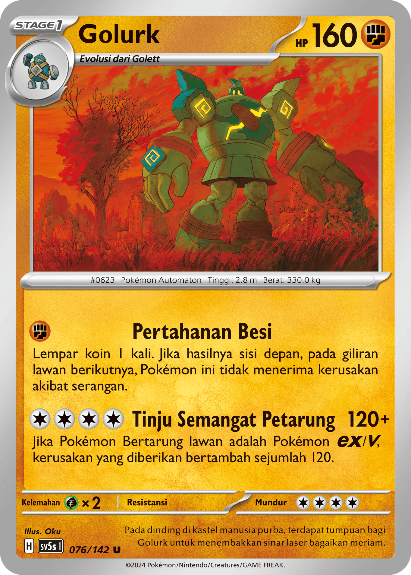 Golurk 076 — Paradoks Andalan (Indonesian Pokémon TCG card)