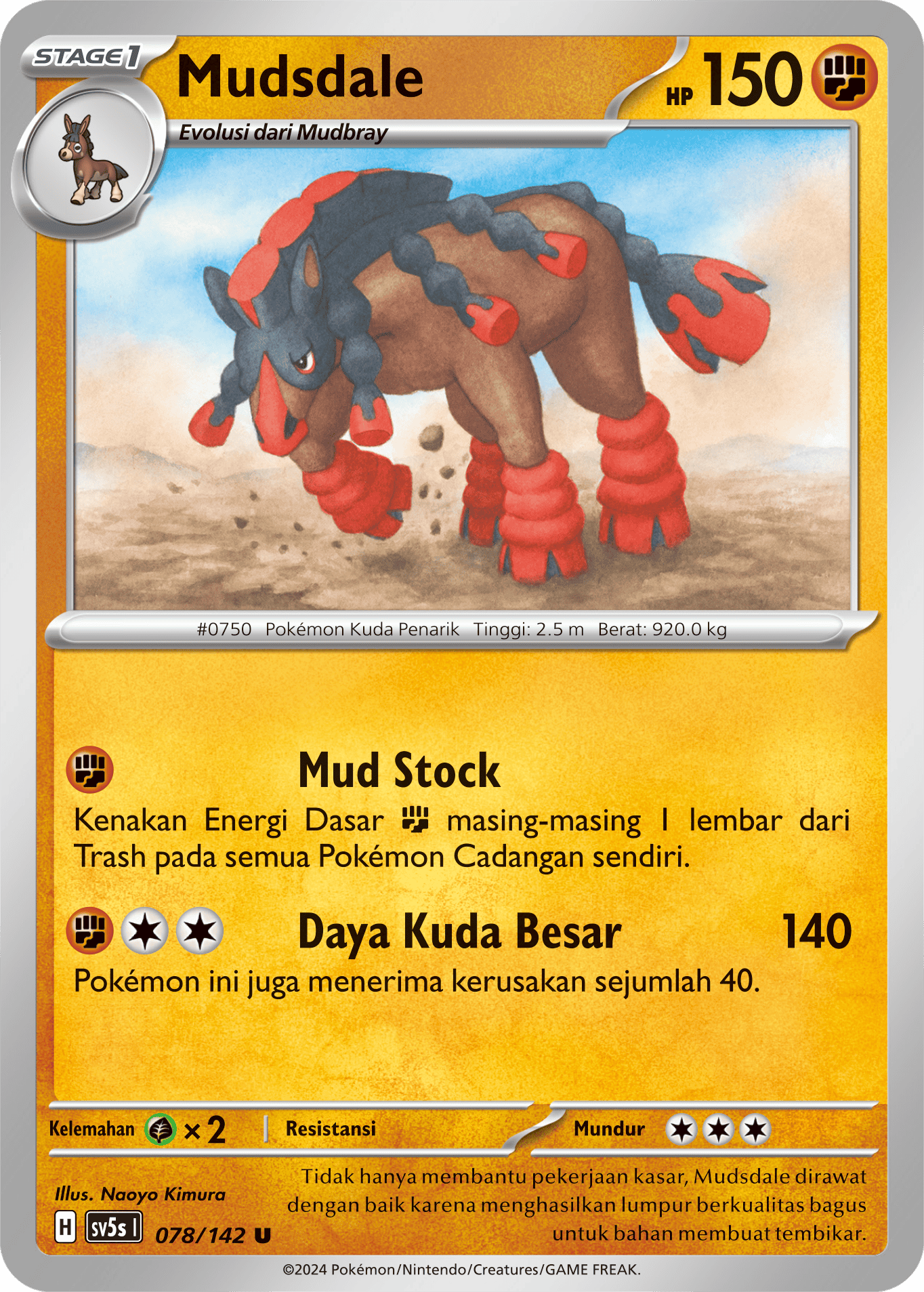 Mudsdale 078 — Paradoks Andalan (Indonesian Pokémon TCG card)