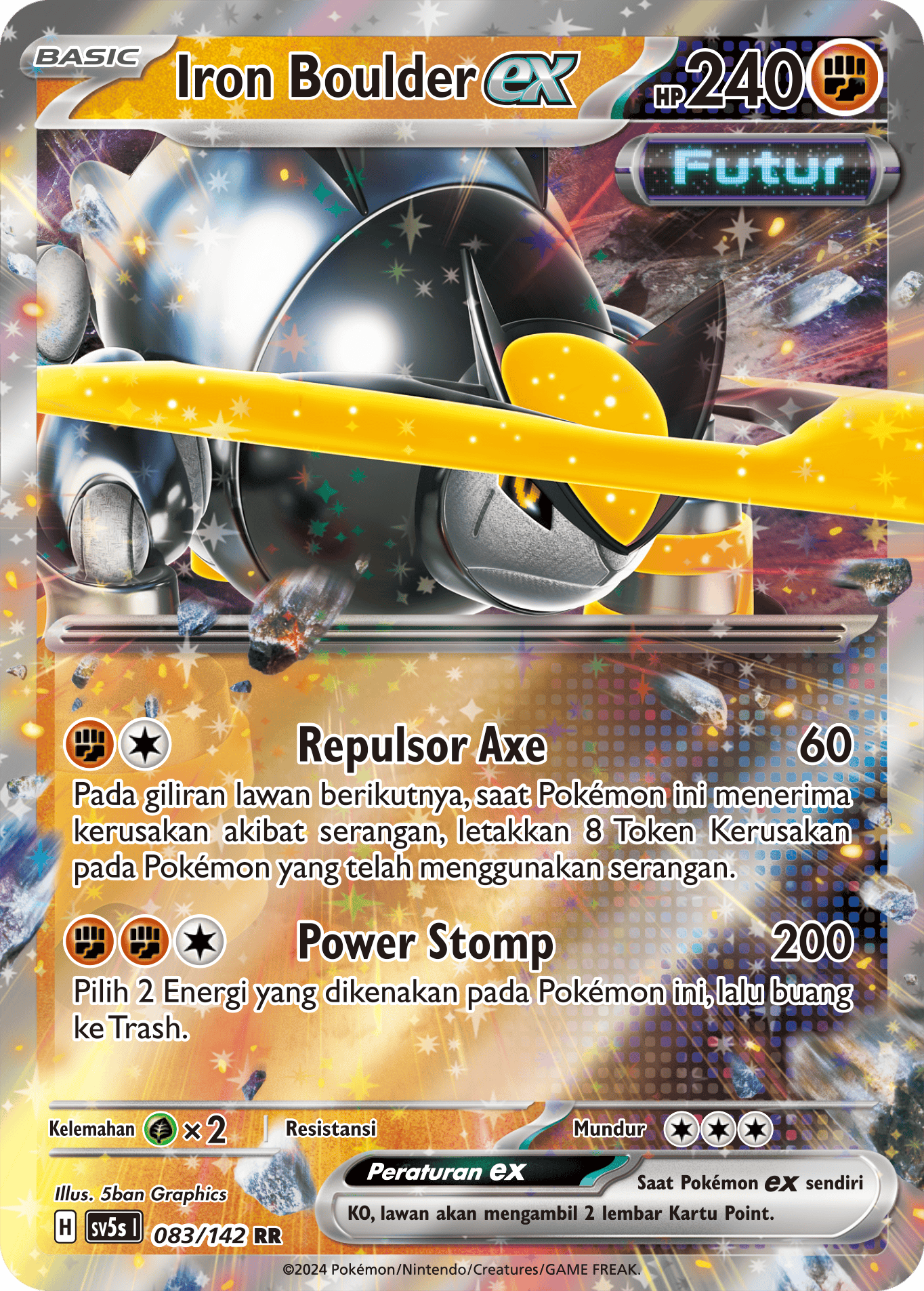 Iron Boulder ex 083 — Paradoks Andalan (Indonesian Pokémon TCG card)