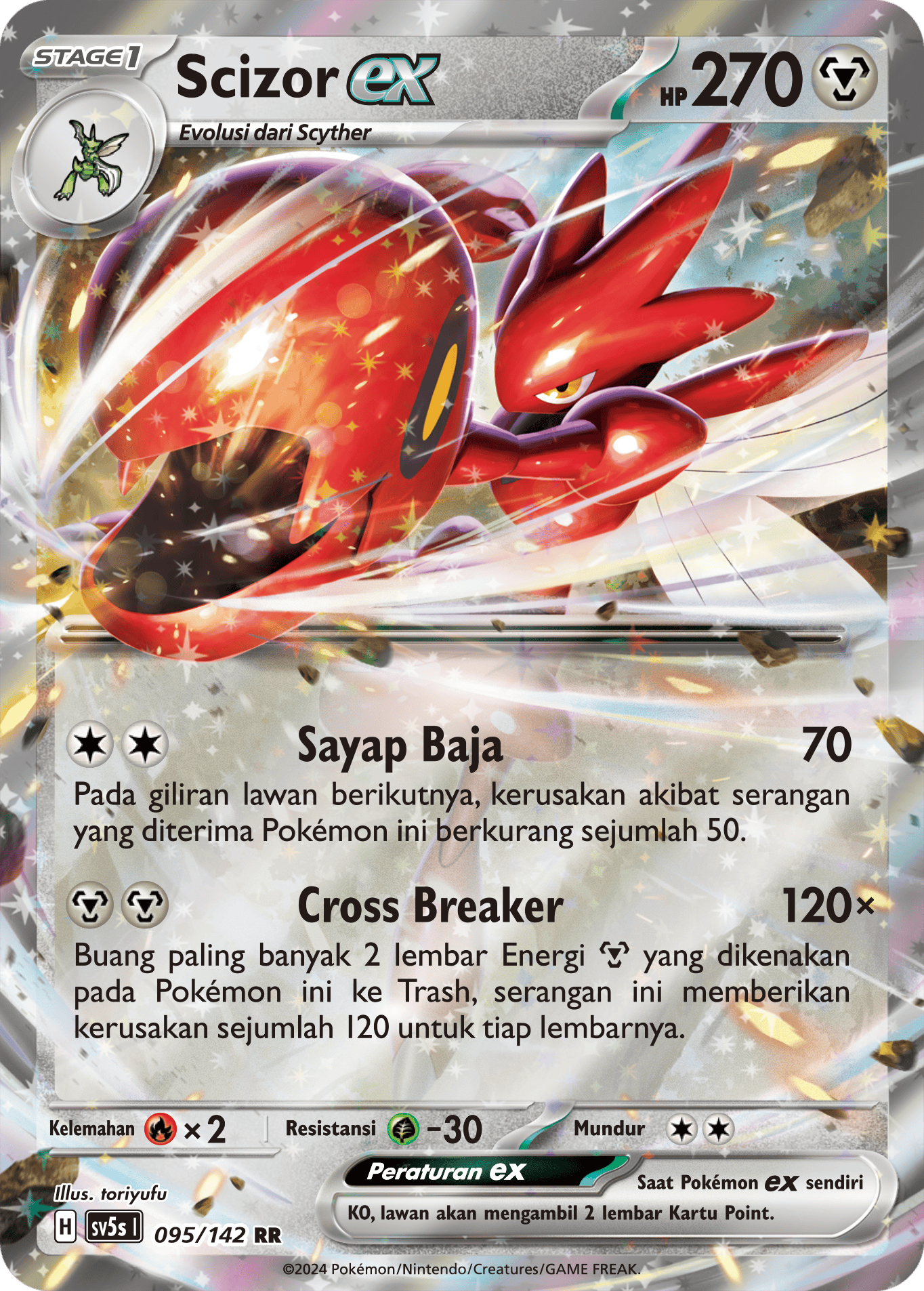 Scizor ex 095 — Paradoks Andalan (Indonesian Pokémon TCG card)
