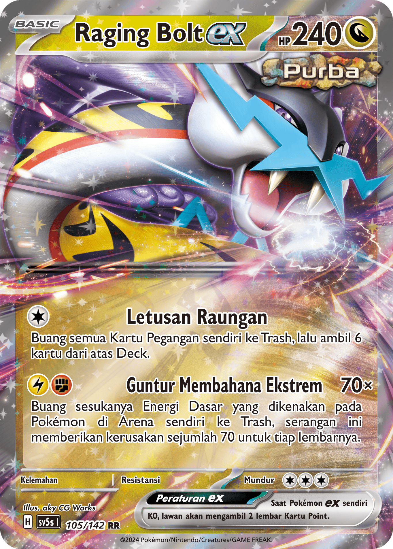 Raging Bolt ex 105 — Paradoks Andalan (Indonesian Pokémon TCG card)