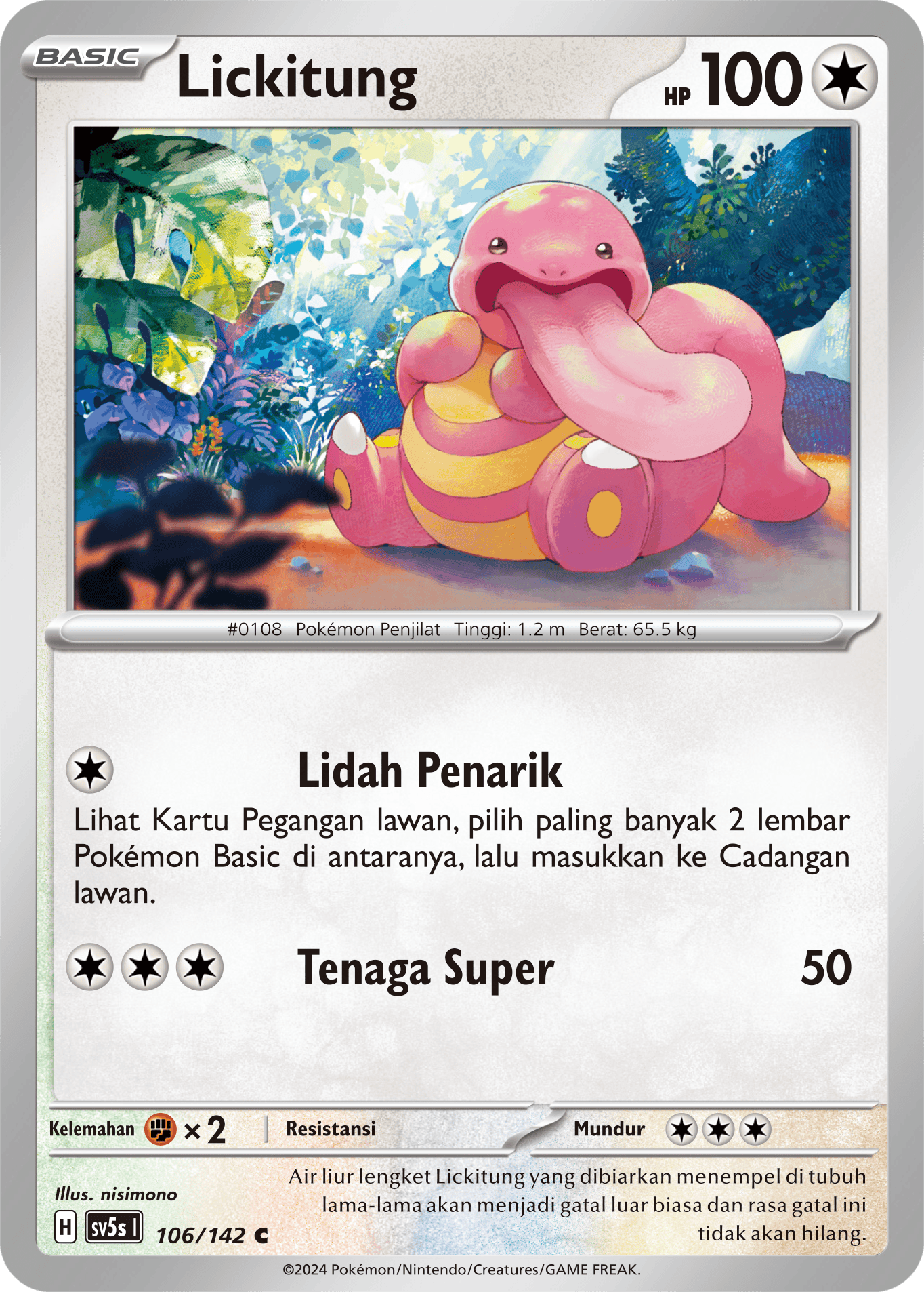 Lickitung 106 — Paradoks Andalan (Indonesian Pokémon TCG card)