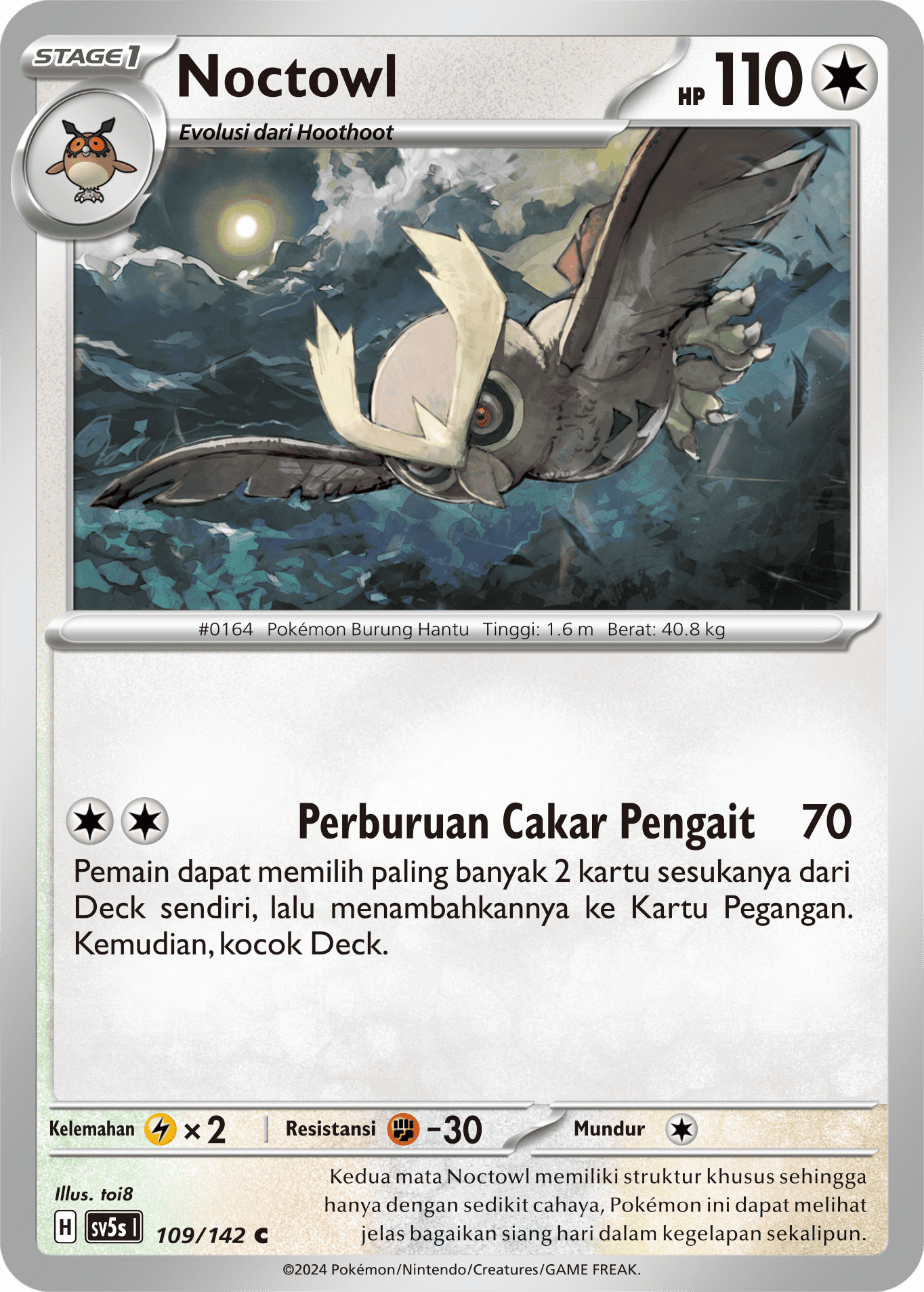 Noctowl 109 — Paradoks Andalan (Indonesian Pokémon TCG card)