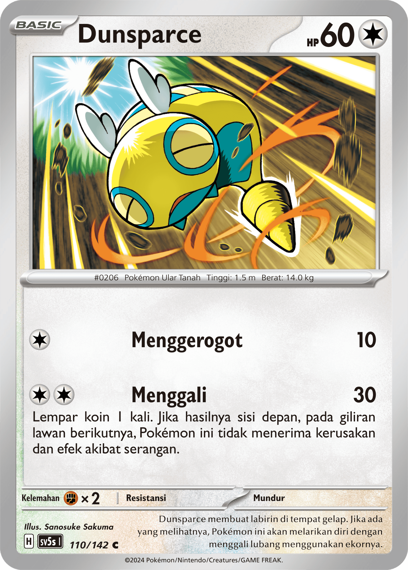 Dunsparce 110 — Paradoks Andalan (Indonesian Pokémon TCG card)