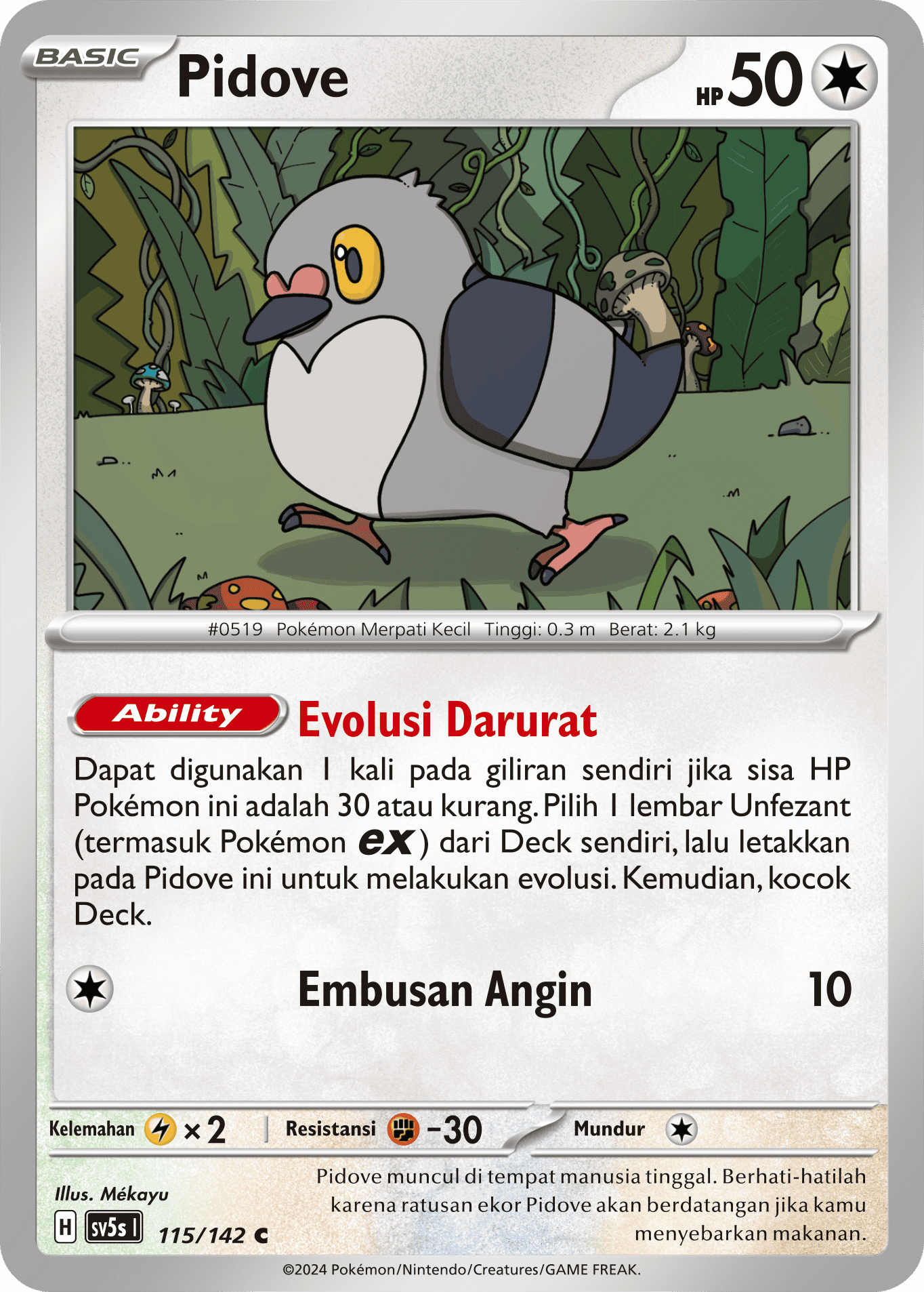 Pidove 115 — Paradoks Andalan (Indonesian Pokémon TCG card)