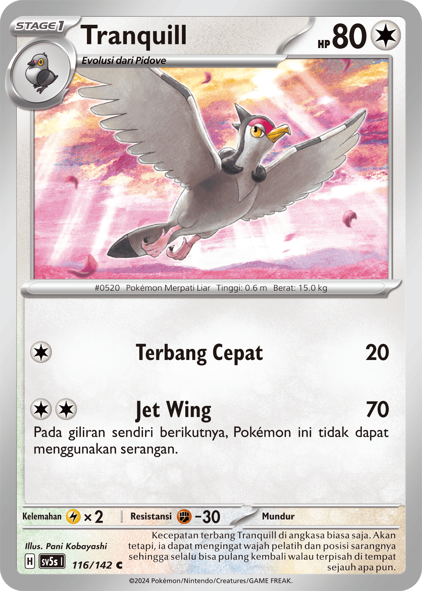Tranquill 116 — Paradoks Andalan (Indonesian Pokémon TCG card)