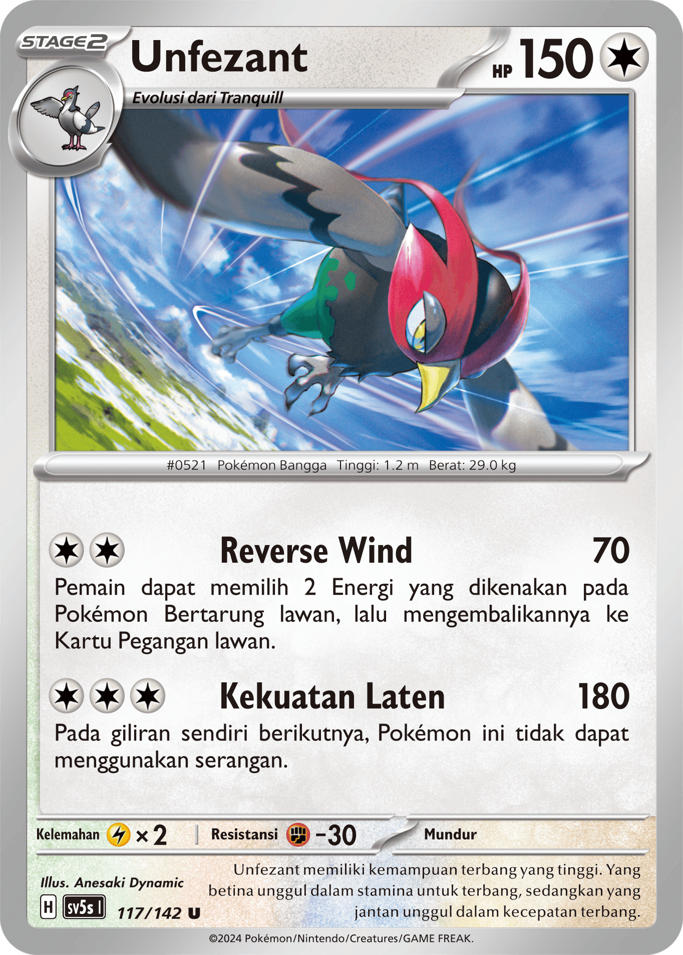 Unfezant 117 — Paradoks Andalan (Indonesian Pokémon TCG card)