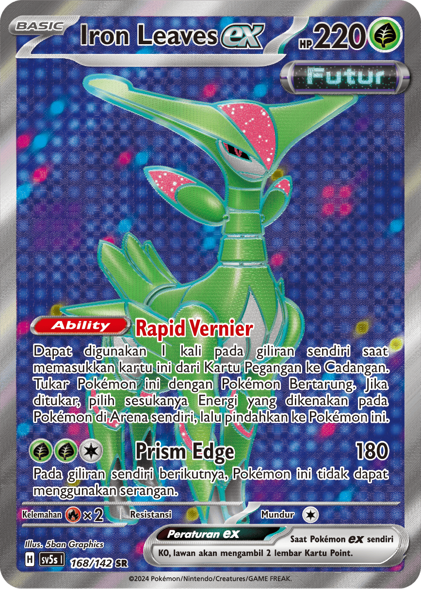 Iron Leaves ex 168 — Paradoks Andalan (Indonesian Pokémon TCG card)