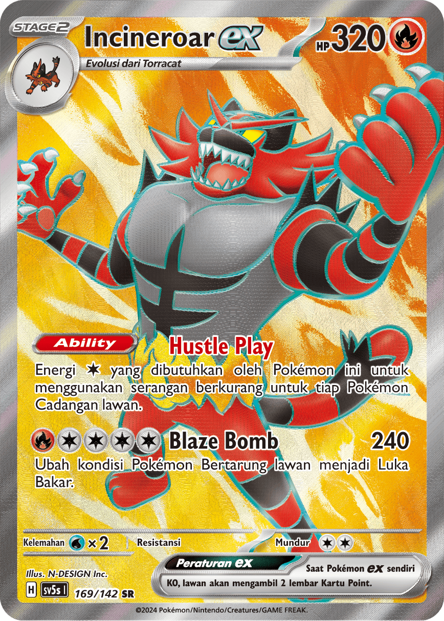 Incineroar ex 169 — Paradoks Andalan (Indonesian Pokémon TCG card)