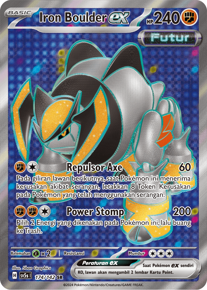 Iron Boulder ex 174 — Paradoks Andalan (Indonesian Pokémon TCG card)