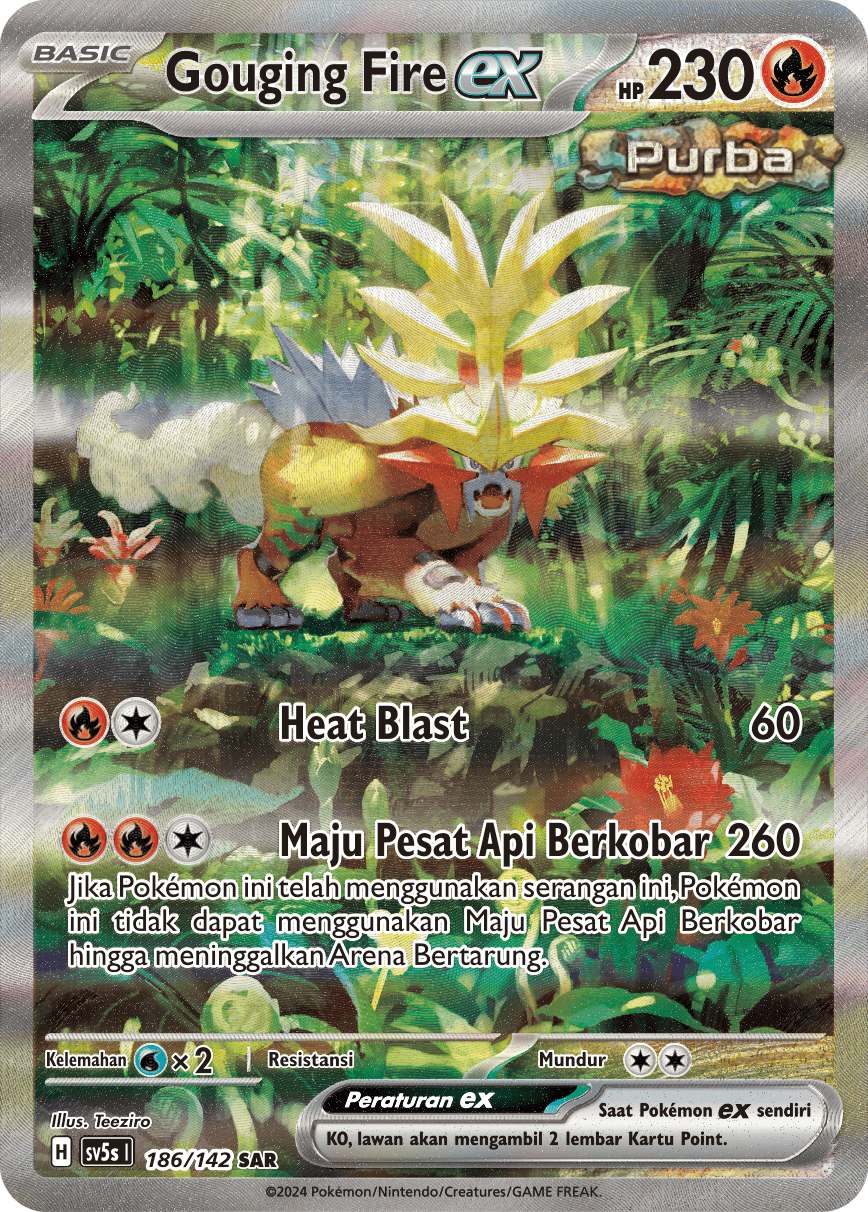 Gouging Fire ex 186 — Paradoks Andalan (Indonesian Pokémon TCG card)