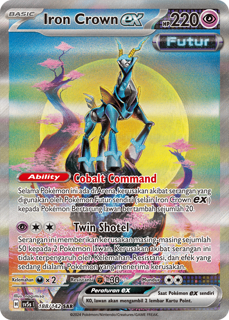 Iron Crown ex 188 — Paradoks Andalan (Indonesian Pokémon TCG card)
