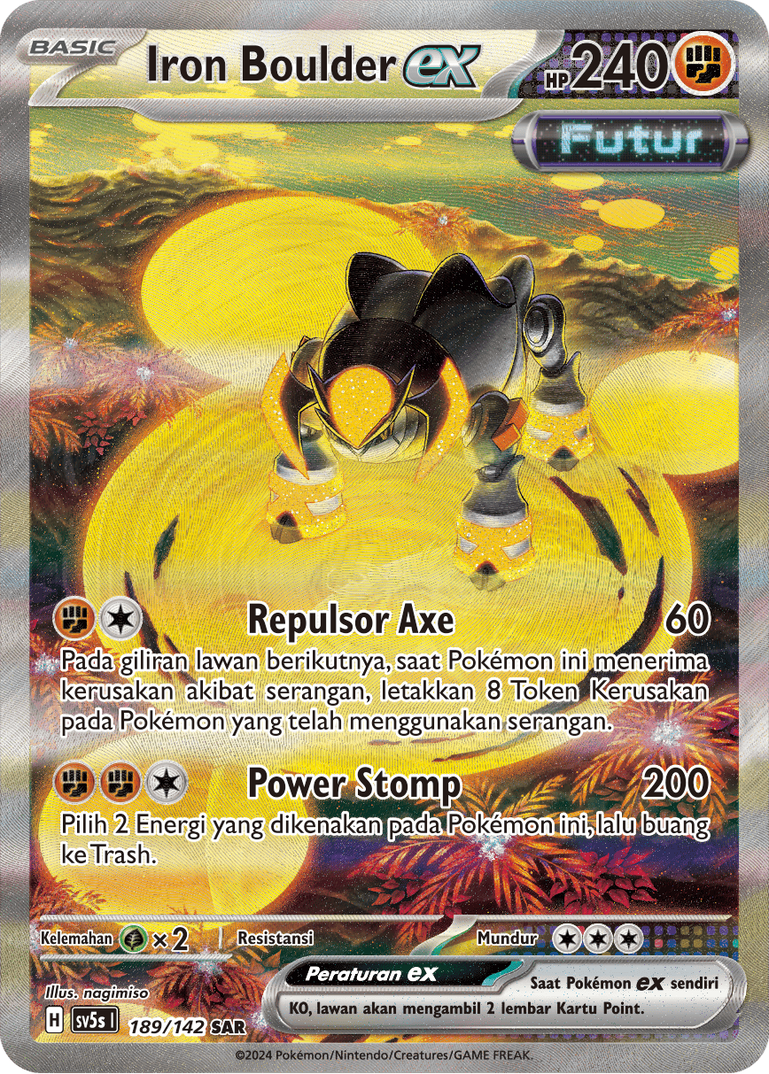 Iron Boulder ex 189 — Paradoks Andalan (Indonesian Pokémon TCG card)