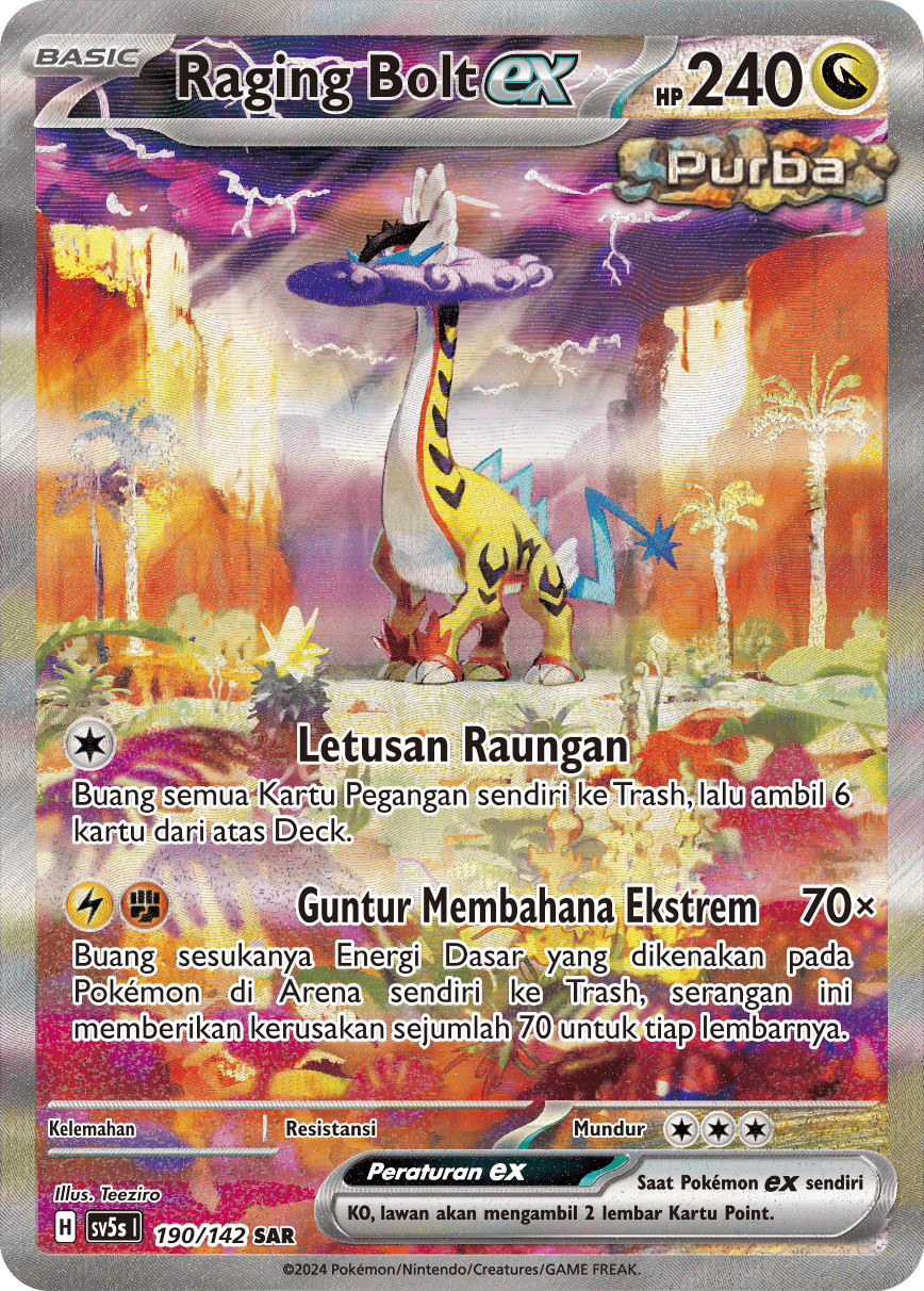 Raging Bolt ex 190 — Paradoks Andalan (Indonesian Pokémon TCG card)