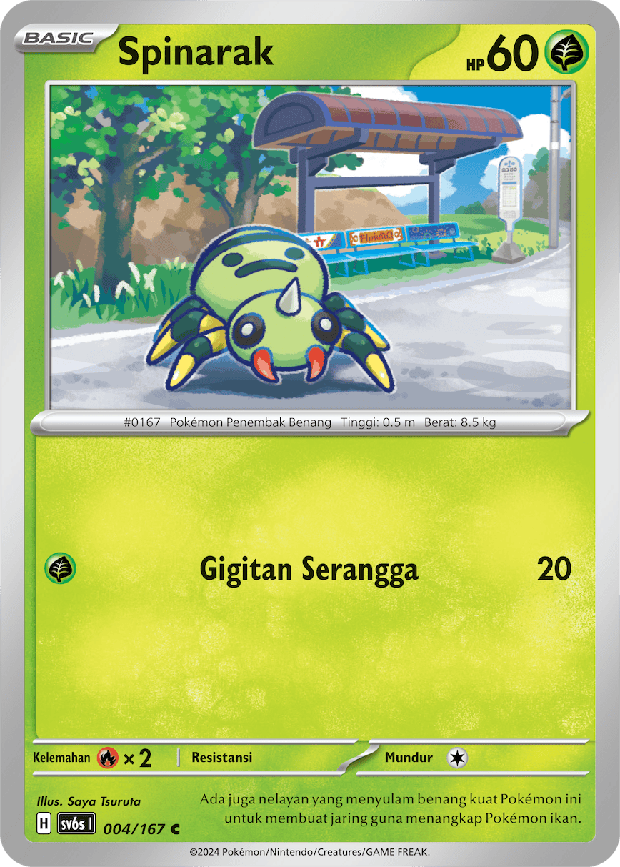 Spinarak 004 — Topeng Transfigurasi (Indonesian Pokémon TCG card)