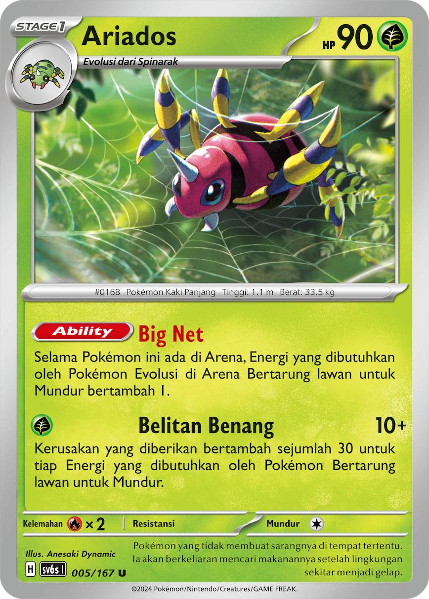 Ariados 005 — Topeng Transfigurasi (Indonesian Pokémon TCG card)