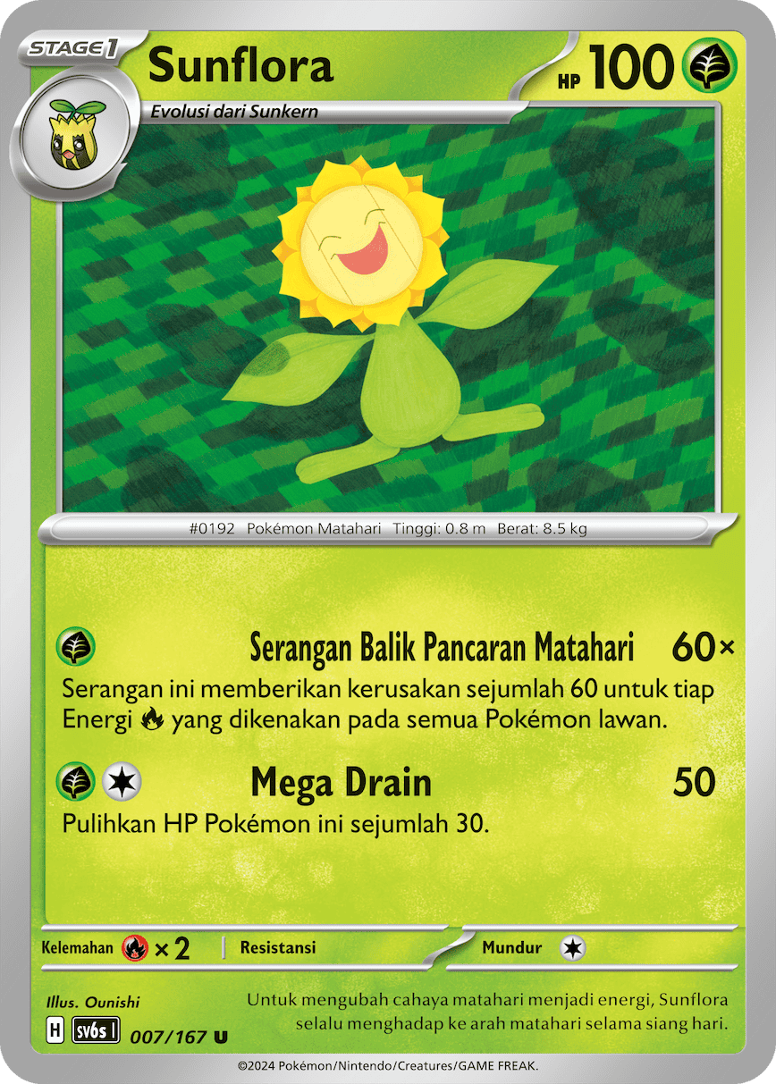 Sunflora 007 — Topeng Transfigurasi (Indonesian Pokémon TCG card)
