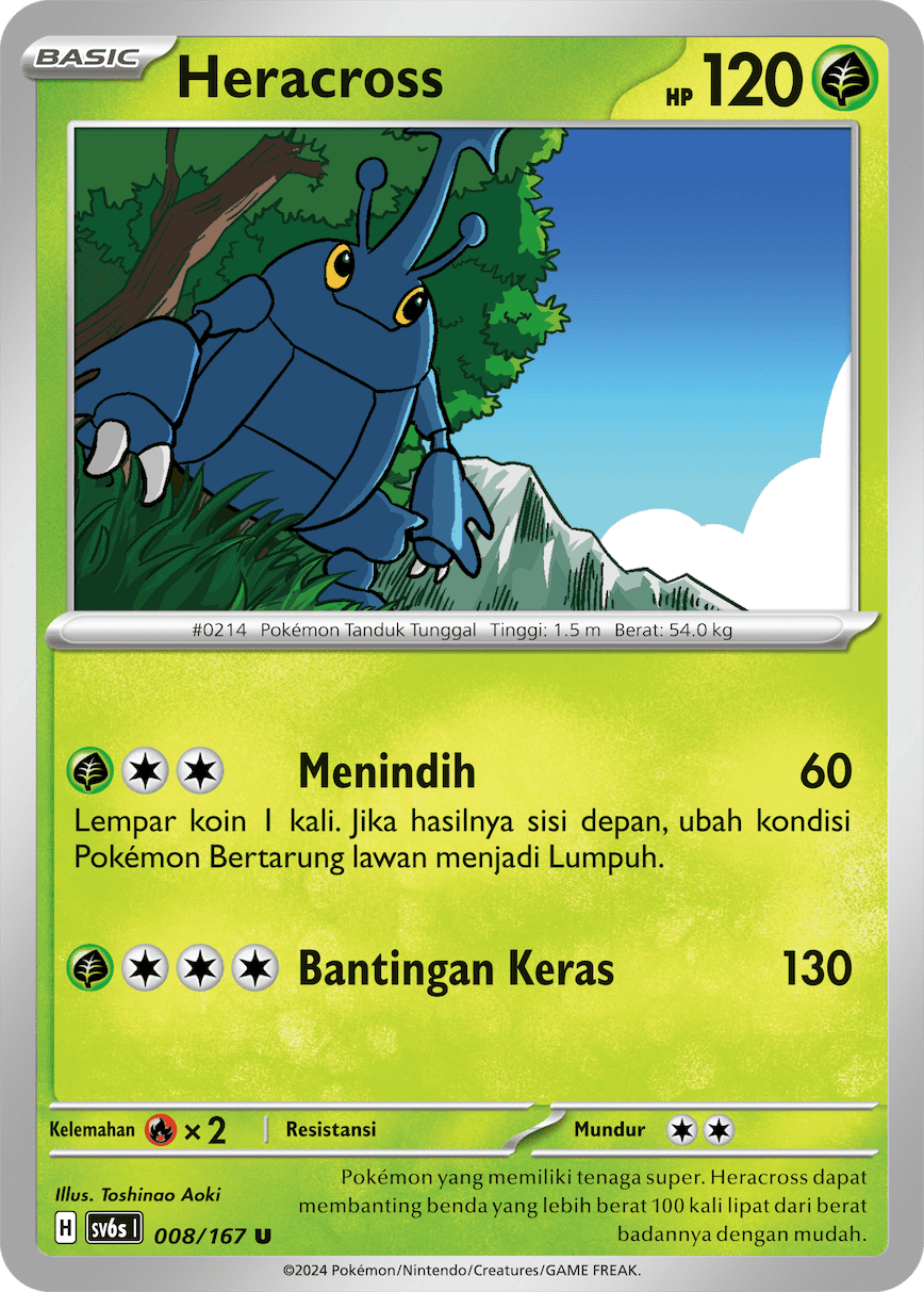 Heracross 008 — Topeng Transfigurasi (Indonesian Pokémon TCG card)