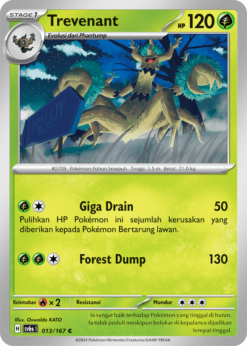 Trevenant 013 — Topeng Transfigurasi (Indonesian Pokémon TCG card)