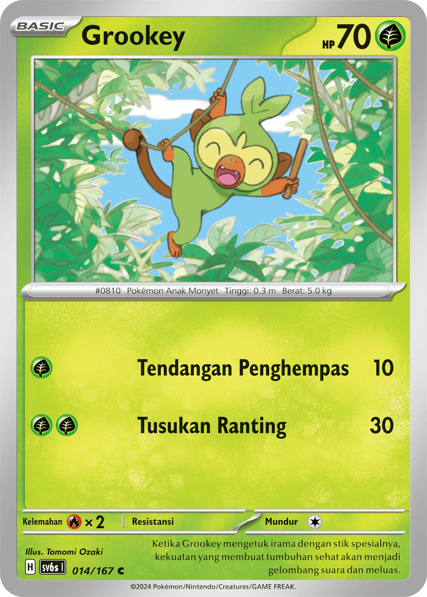 Grookey 014 — Topeng Transfigurasi (Indonesian Pokémon TCG card)