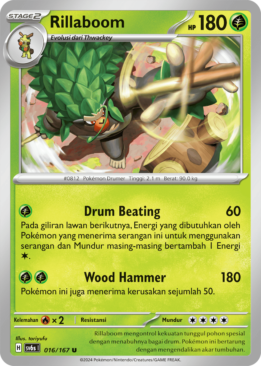 Rillaboom 016 — Topeng Transfigurasi (Indonesian Pokémon TCG card)