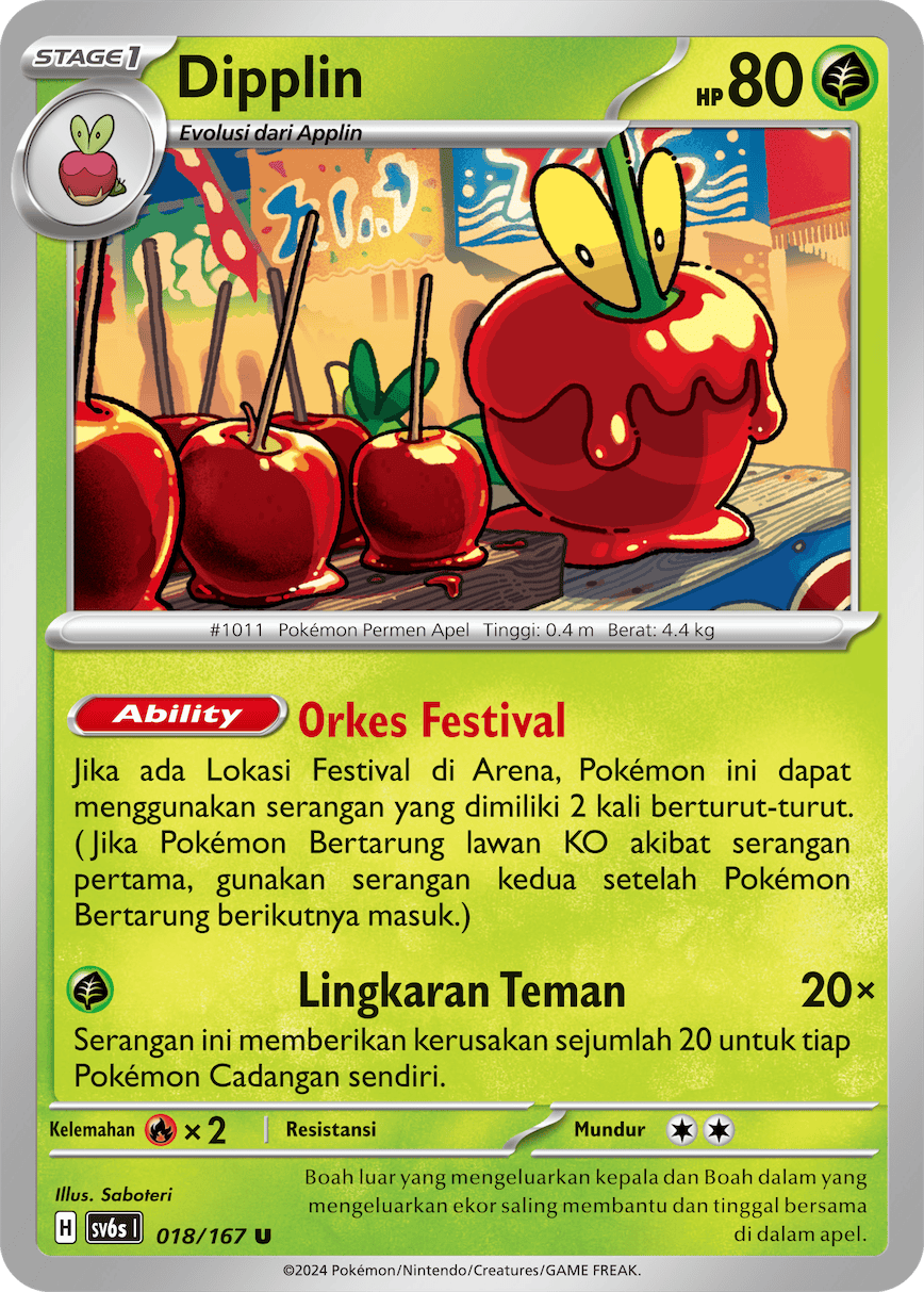Dipplin 018 — Topeng Transfigurasi (Indonesian Pokémon TCG card)