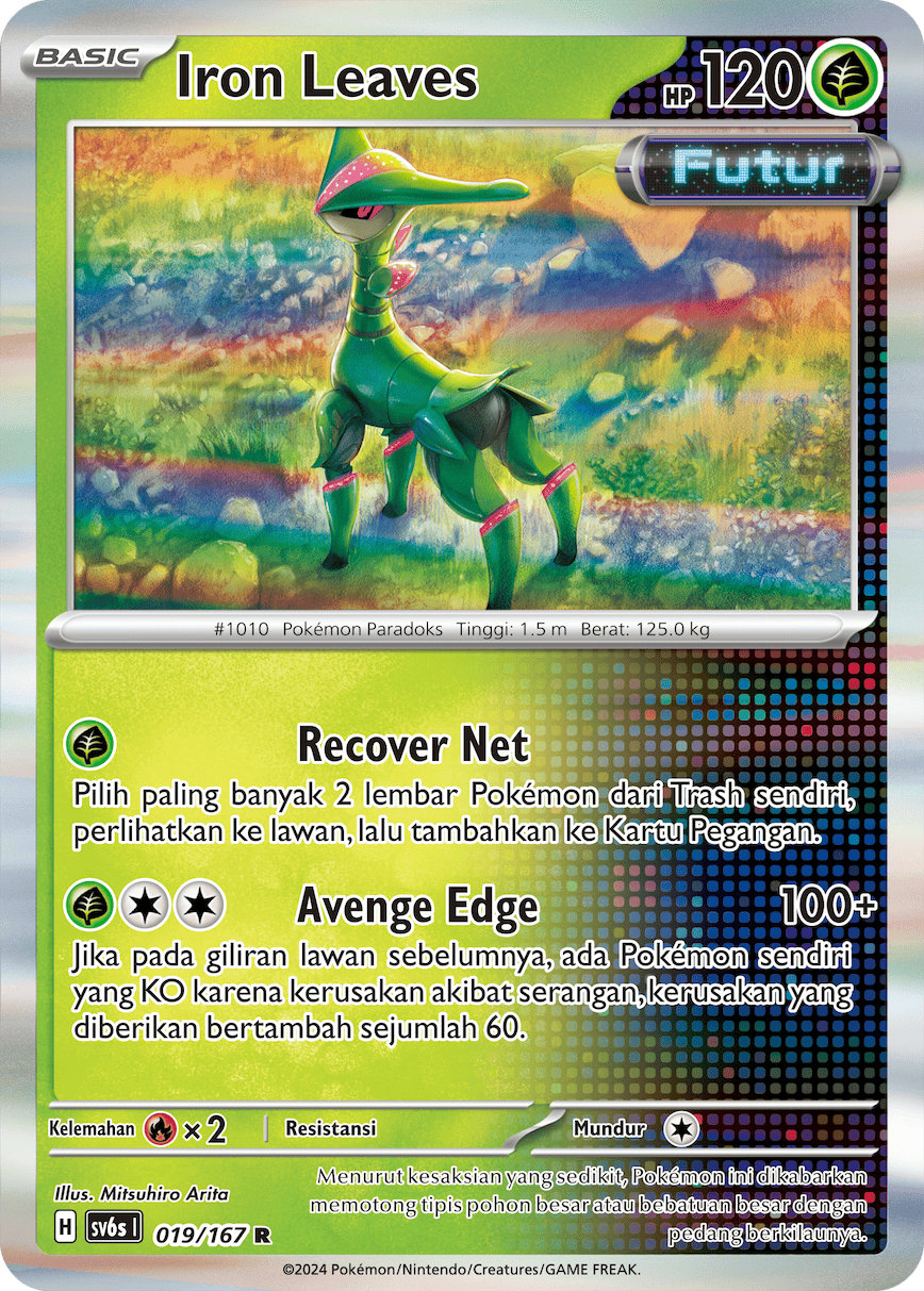 Iron Leaves 019 — Topeng Transfigurasi (Indonesian Pokémon TCG card)