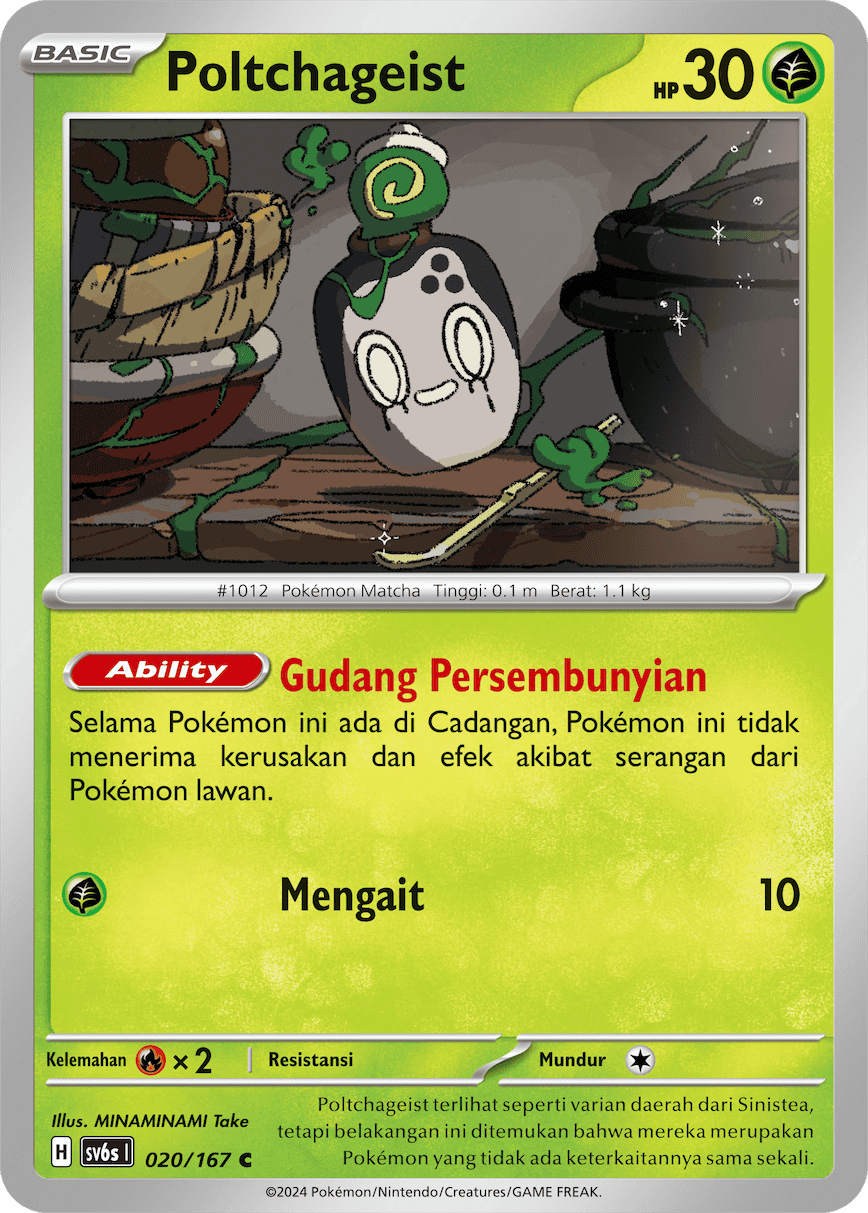Poltchageist 020 — Topeng Transfigurasi (Indonesian Pokémon TCG card)
