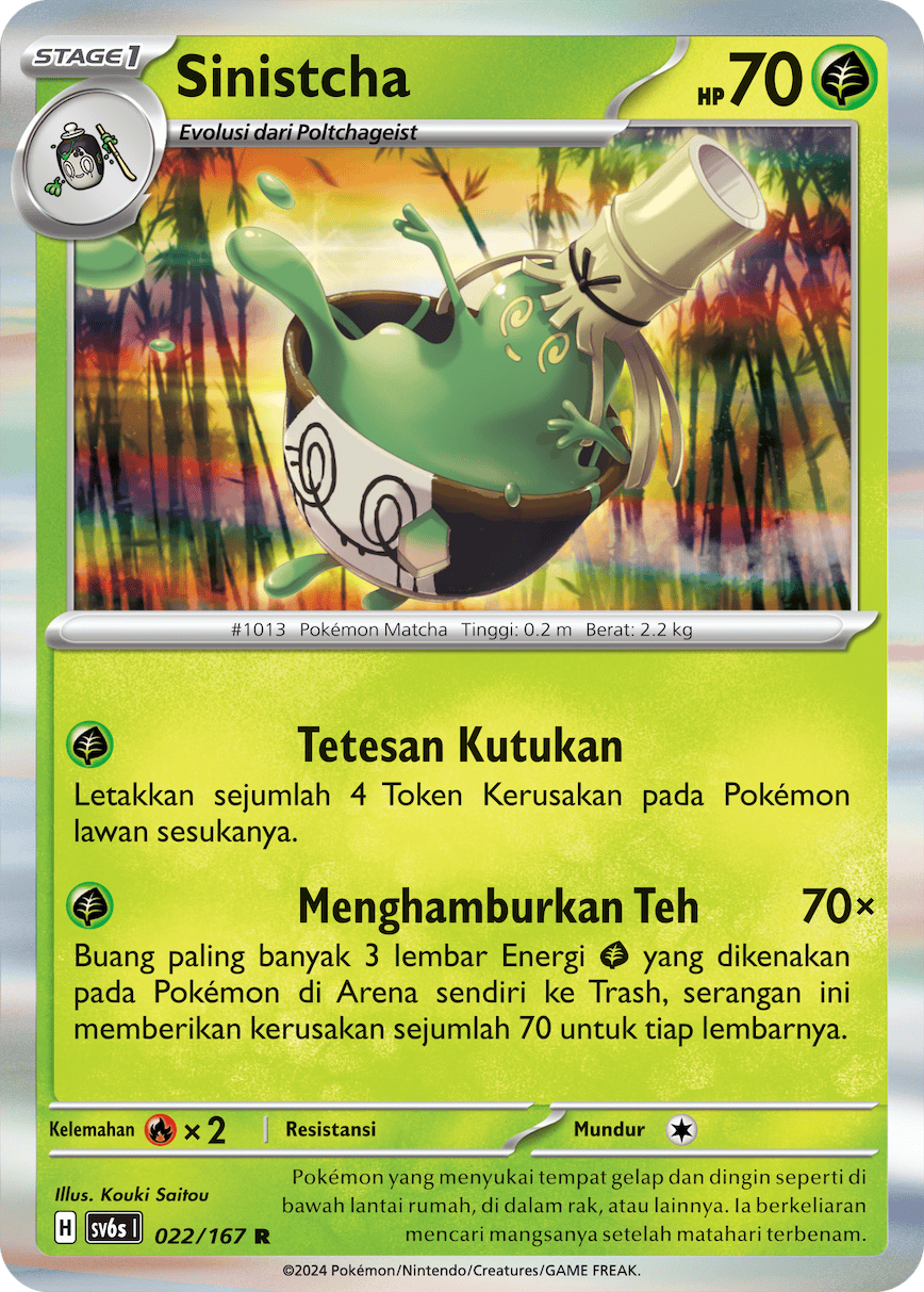 Sinistcha 022 — Topeng Transfigurasi (Indonesian Pokémon TCG card)