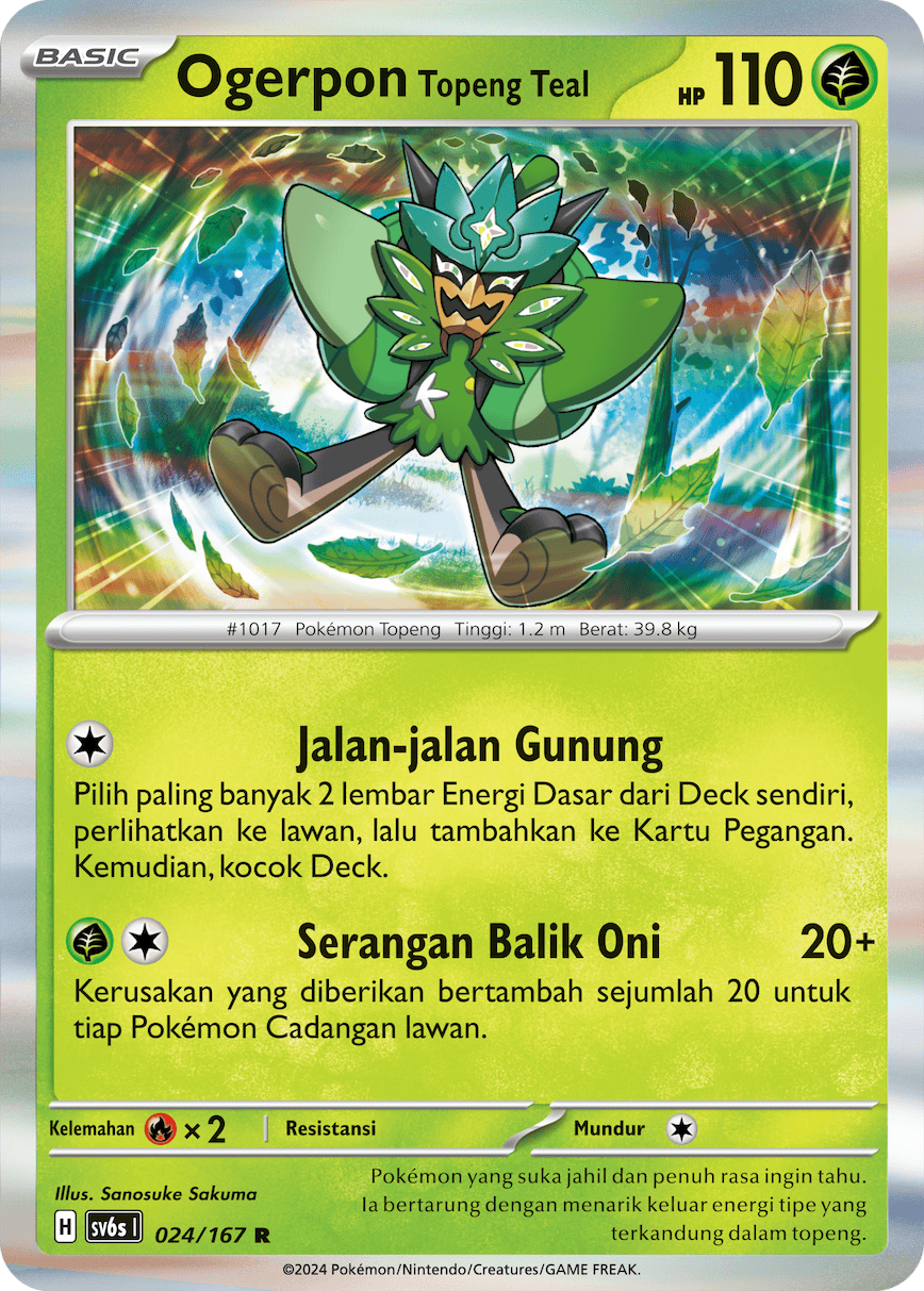 Ogerpon Topeng Teal 024 — Topeng Transfigurasi (Indonesian Pokémon TCG card)