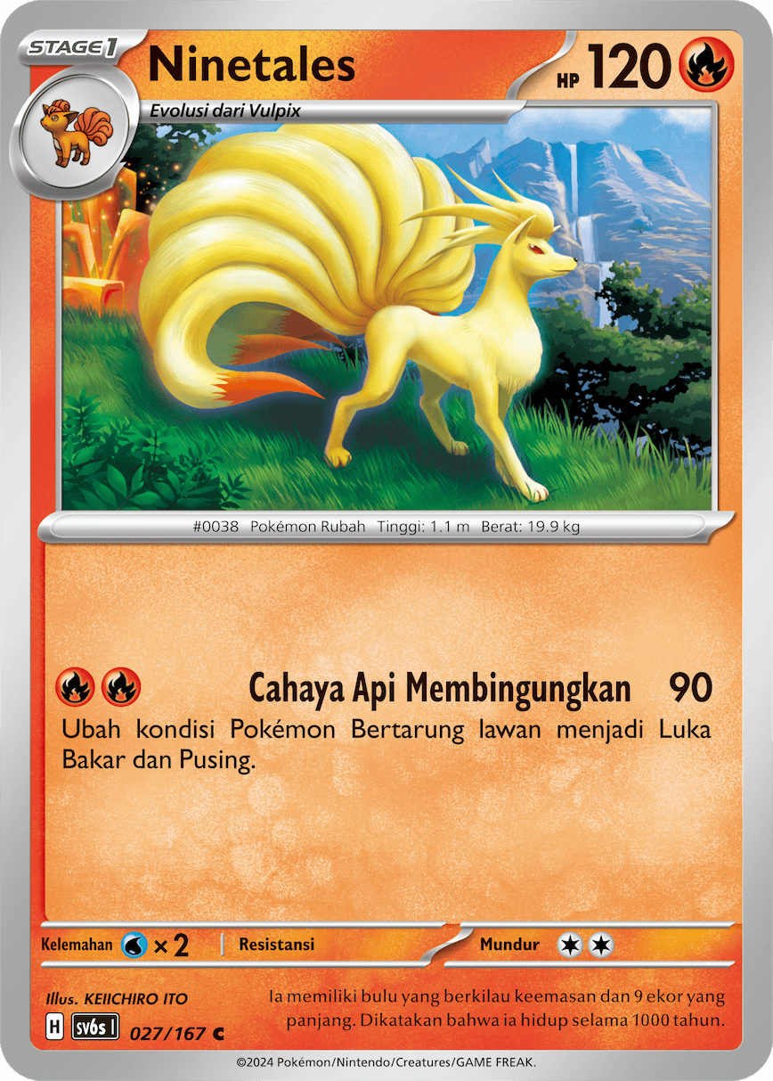 Ninetales 027 — Topeng Transfigurasi (Indonesian Pokémon TCG card)