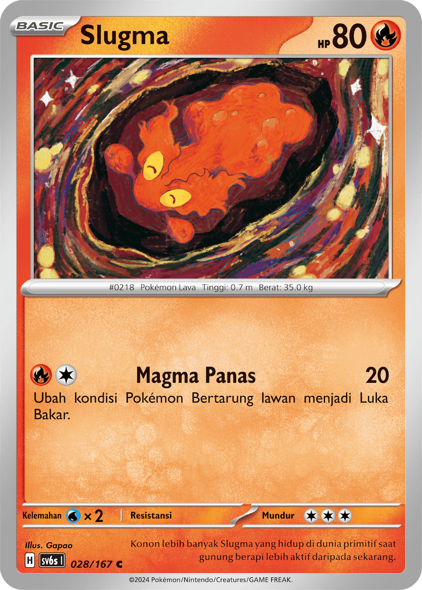 Slugma 028 — Topeng Transfigurasi (Indonesian Pokémon TCG card)