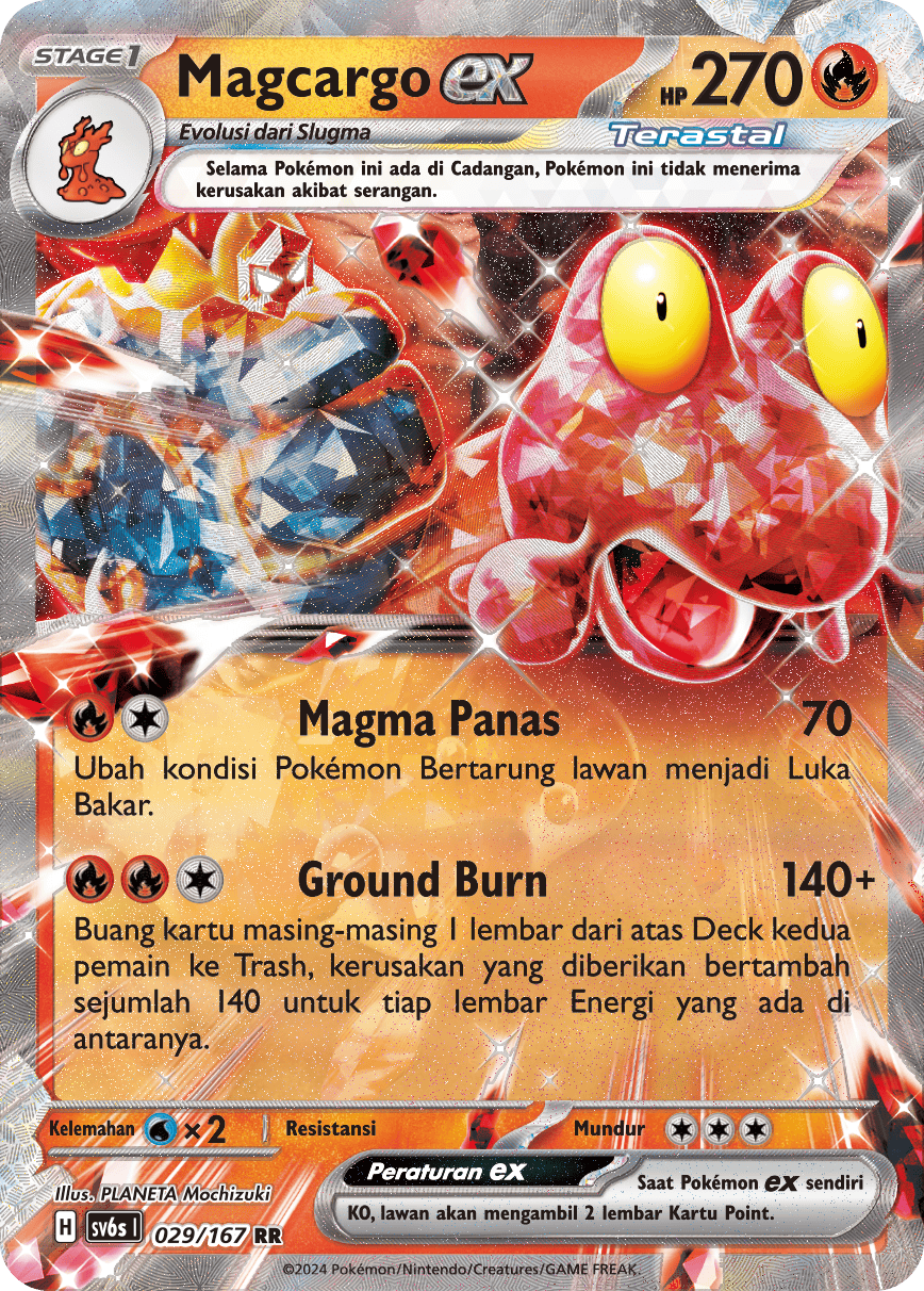 Magcargo ex 029 — Topeng Transfigurasi (Indonesian Pokémon TCG card)