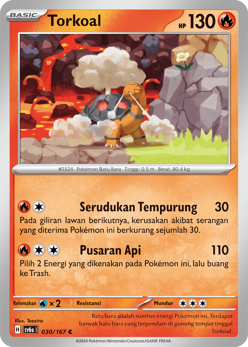 Torkoal 030 — Topeng Transfigurasi (Indonesian Pokémon TCG card)