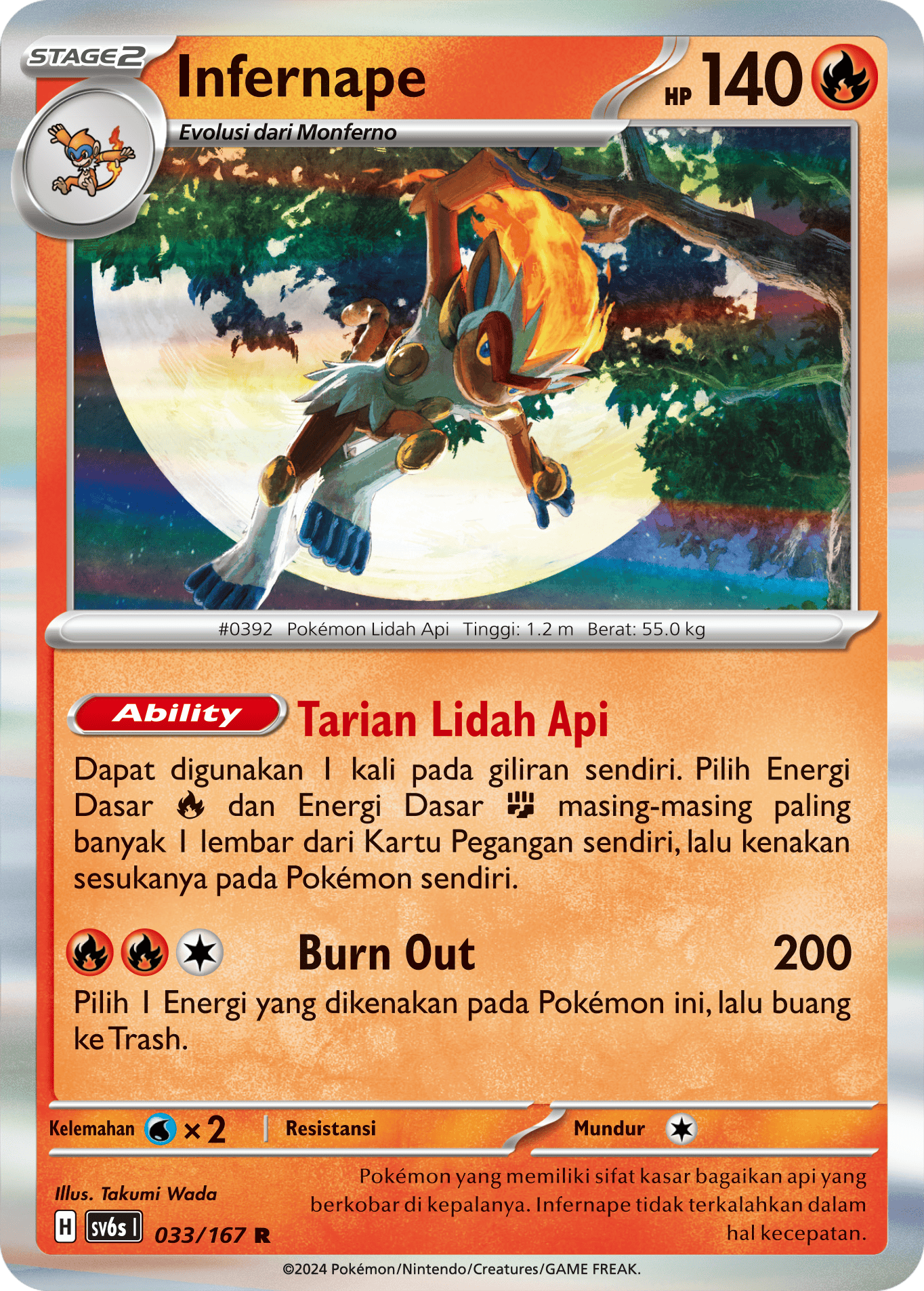 Infernape 033 — Topeng Transfigurasi (Indonesian Pokémon TCG card)