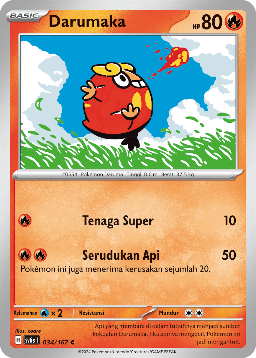 Darumaka 034 — Topeng Transfigurasi (Indonesian Pokémon TCG card)