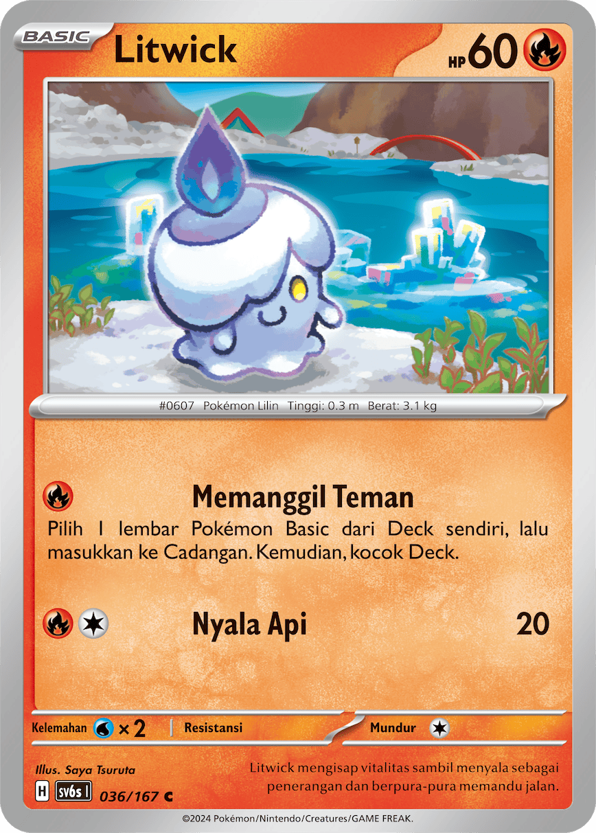 Litwick 036 — Topeng Transfigurasi (Indonesian Pokémon TCG card)