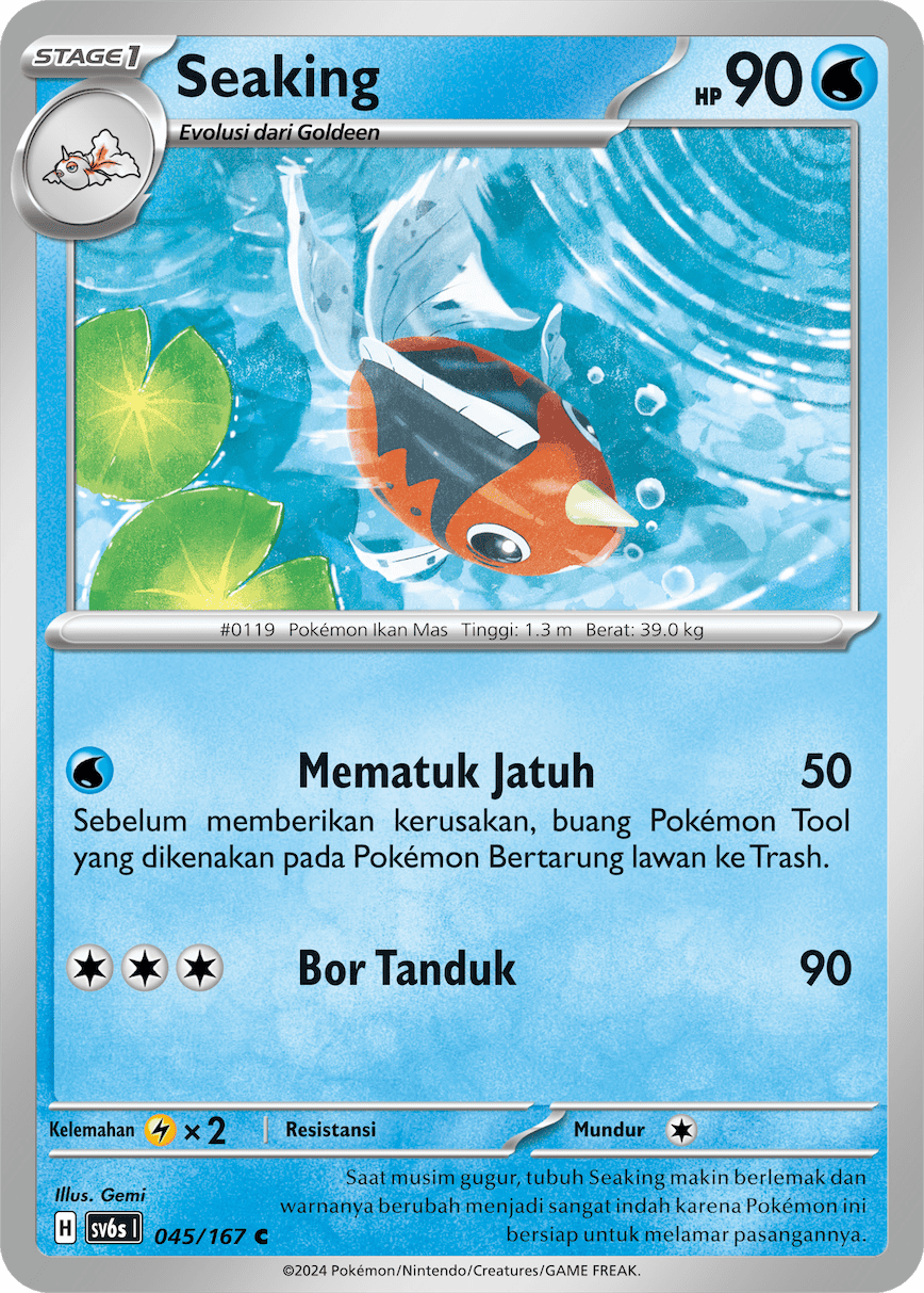 Seaking 045 — Topeng Transfigurasi (Indonesian Pokémon TCG card)