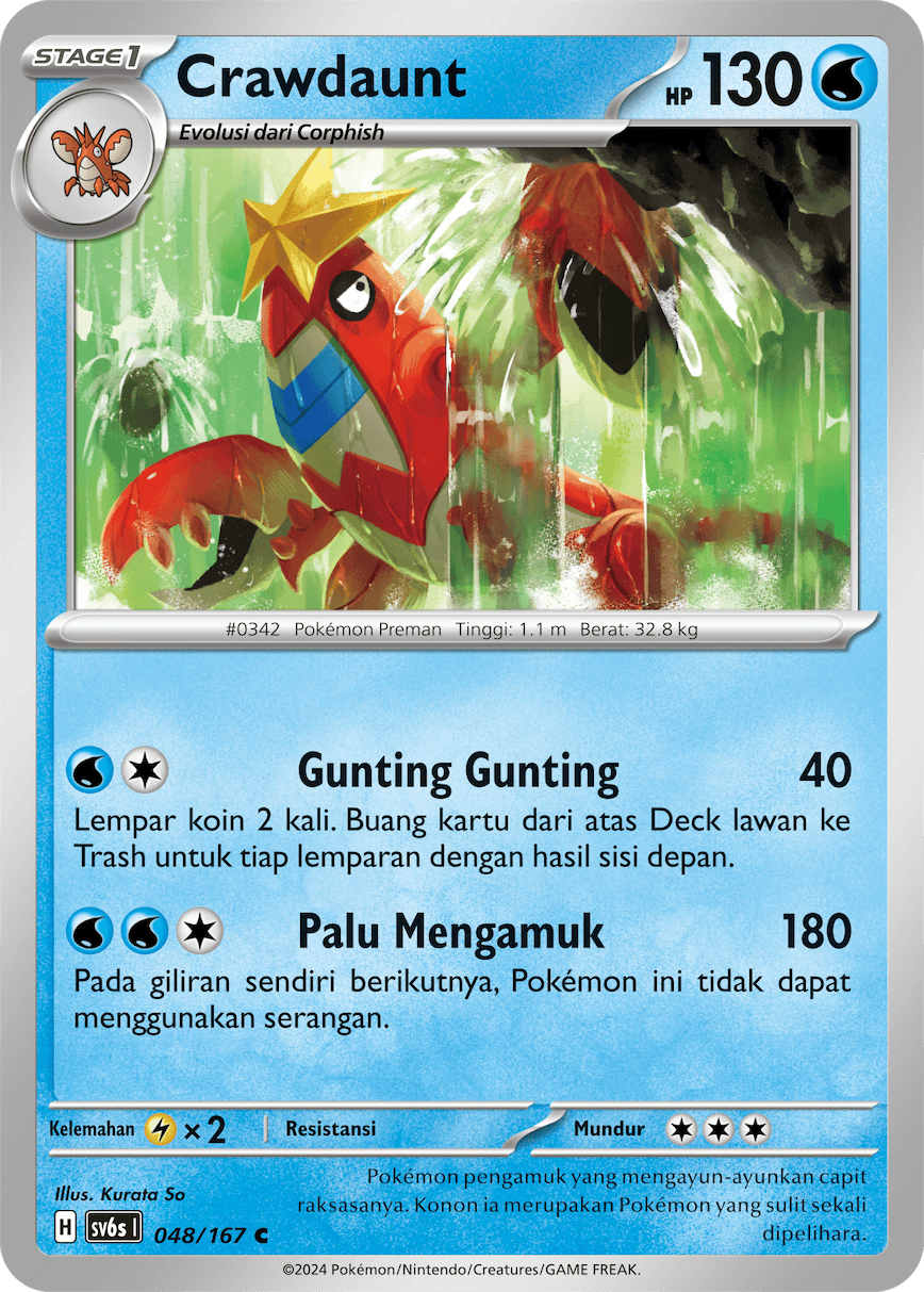 Crawdaunt 048 — Topeng Transfigurasi (Indonesian Pokémon TCG card)