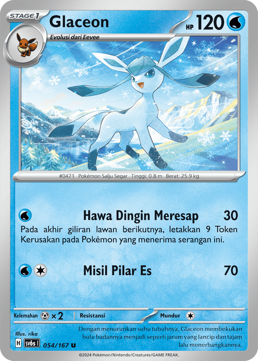 Glaceon 054 — Topeng Transfigurasi (Indonesian Pokémon TCG card)