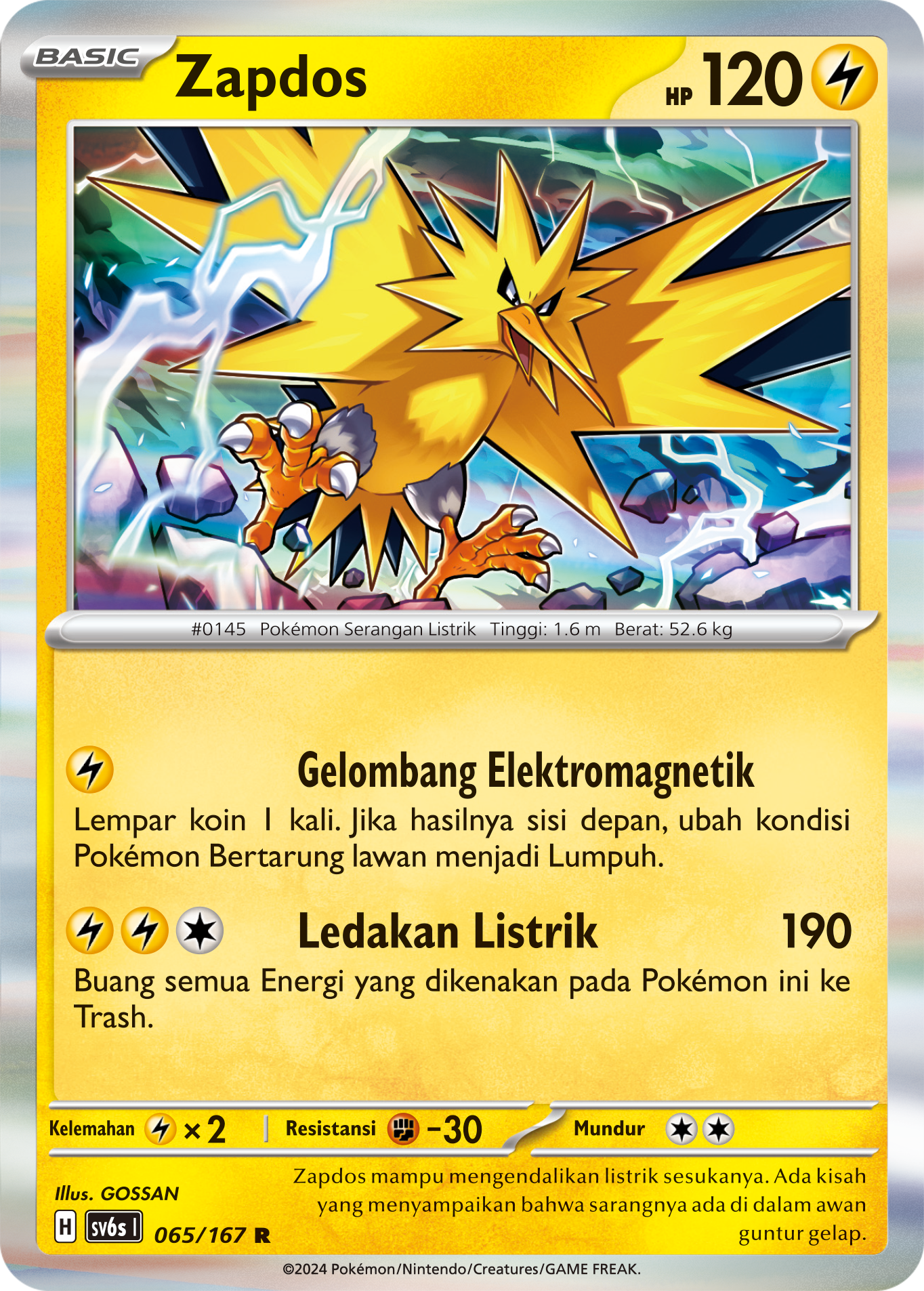 Zapdos 065 — Topeng Transfigurasi (Indonesian Pokémon TCG card)
