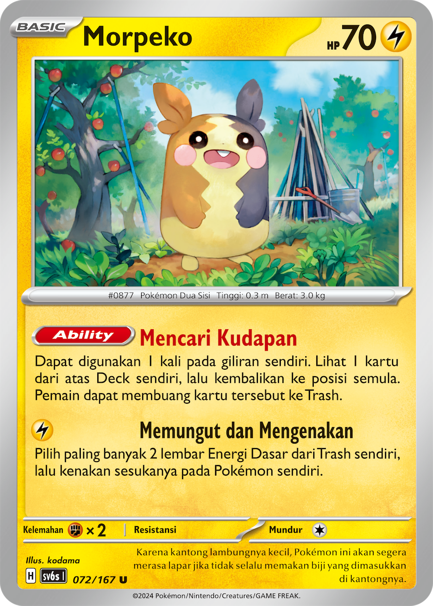 Morpeko 072 — Topeng Transfigurasi (Indonesian Pokémon TCG card)