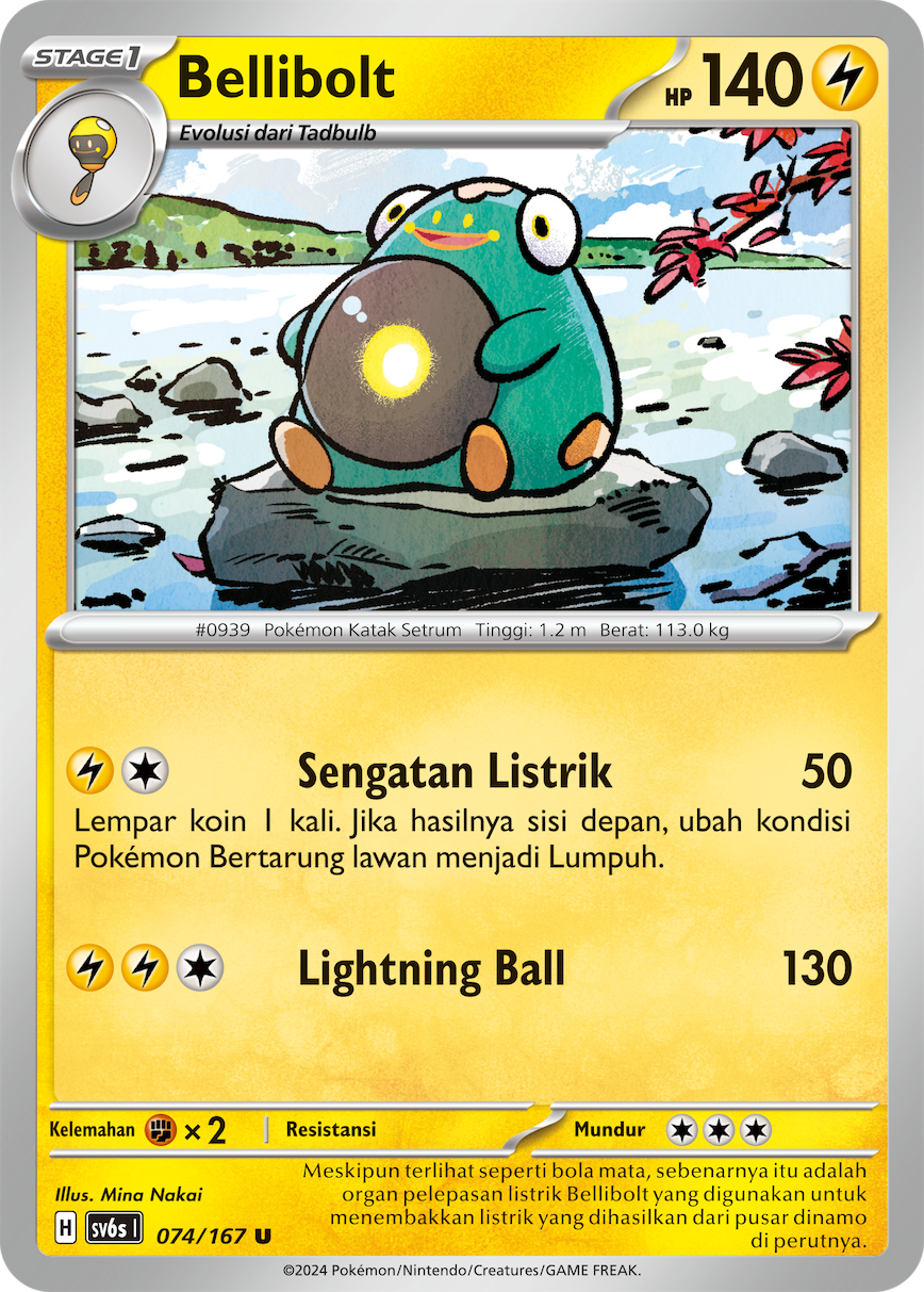 Bellibolt 074 — Topeng Transfigurasi (Indonesian Pokémon TCG card)