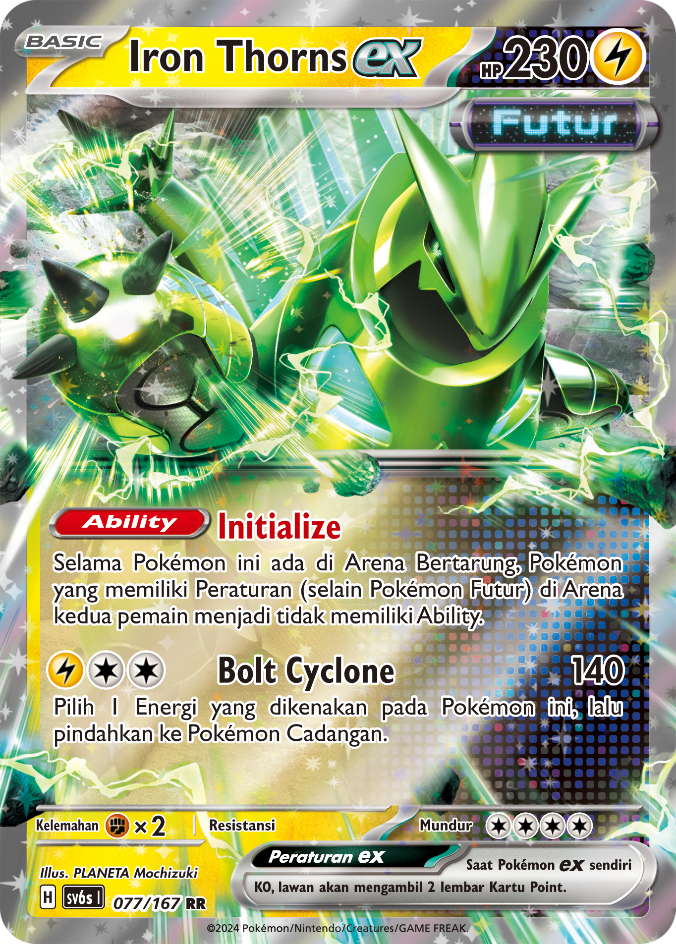 Iron Thorns ex 077 — Topeng Transfigurasi (Indonesian Pokémon TCG card)