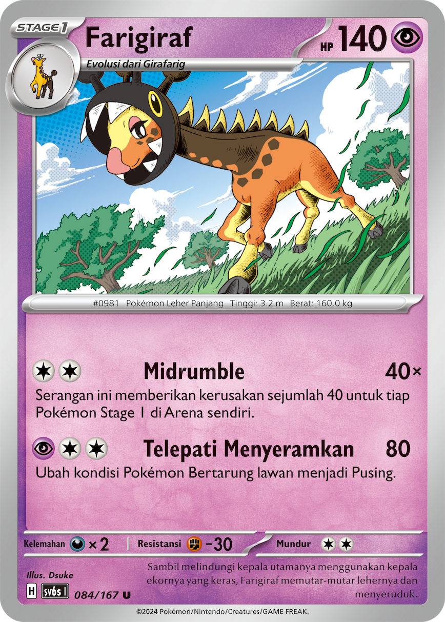 Farigiraf 084 — Topeng Transfigurasi (Indonesian Pokémon TCG card)