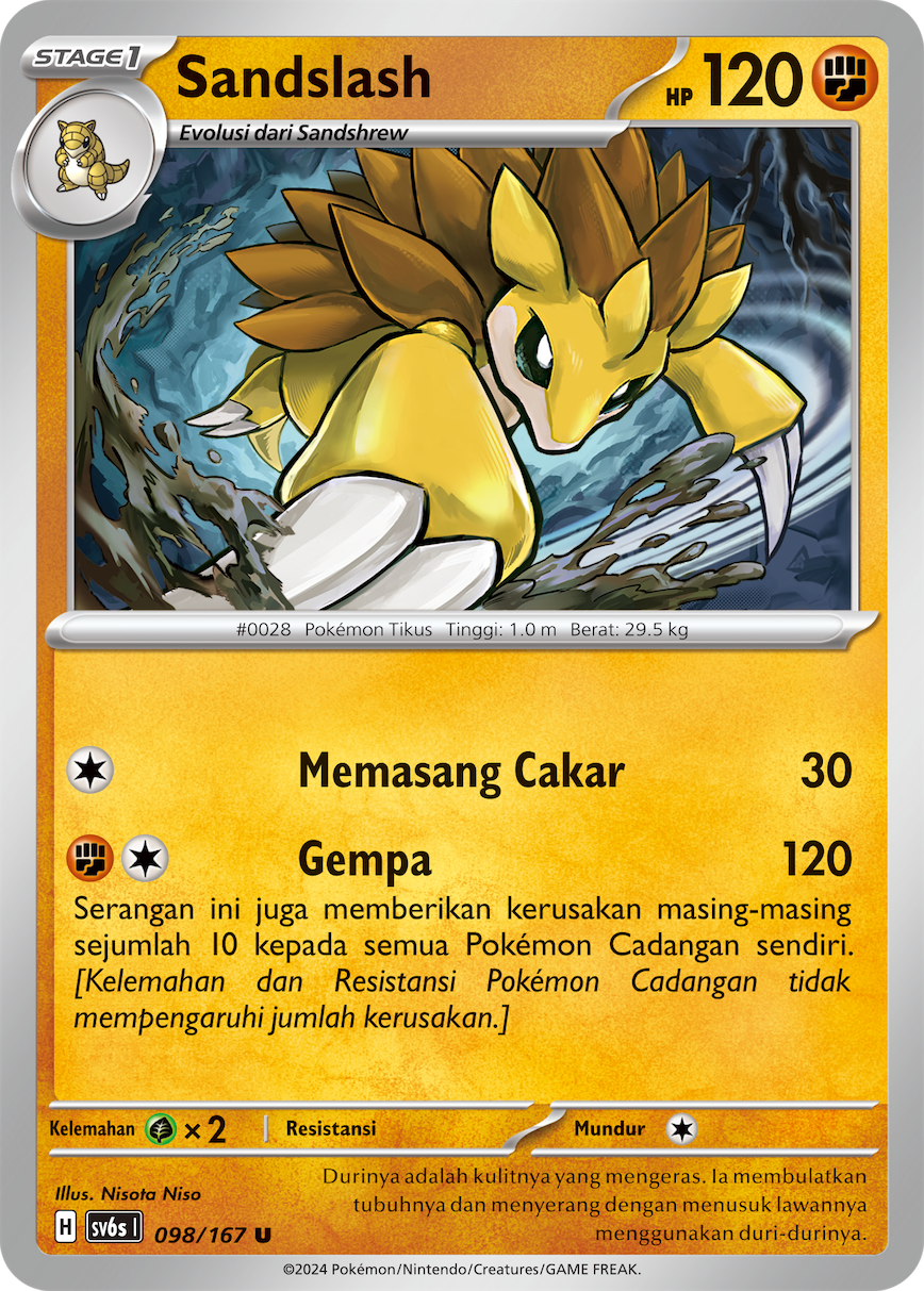 Sandslash 098 — Topeng Transfigurasi (Indonesian Pokémon TCG card)