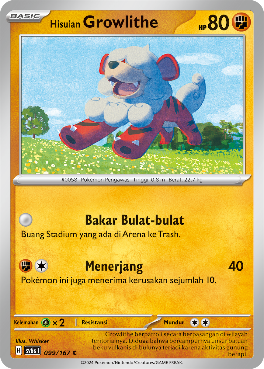 Hisuian Growlithe 099 — Topeng Transfigurasi (Indonesian Pokémon TCG card)