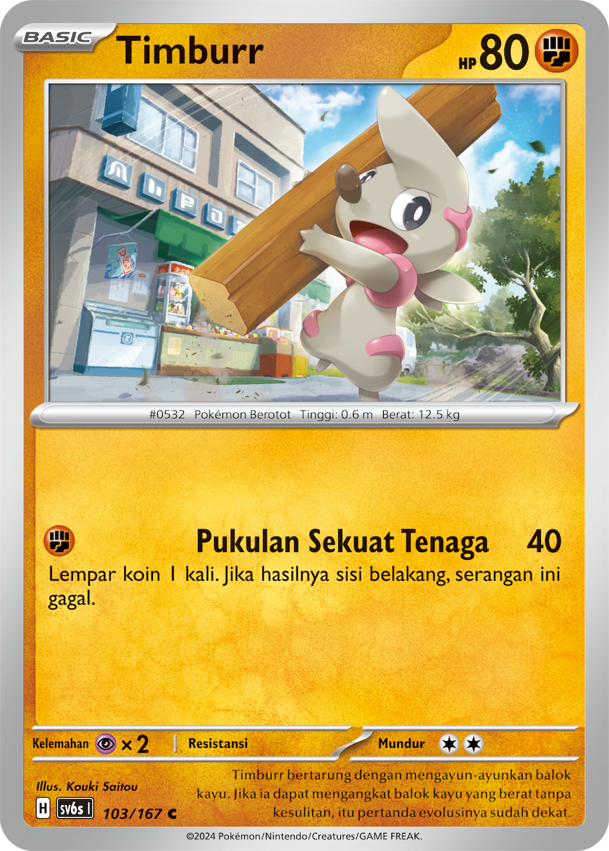 Timburr 103 — Topeng Transfigurasi (Indonesian Pokémon TCG card)