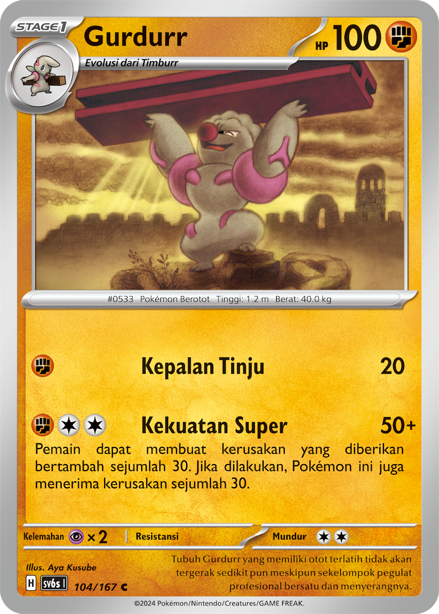 Gurdurr 104 — Topeng Transfigurasi (Indonesian Pokémon TCG card)