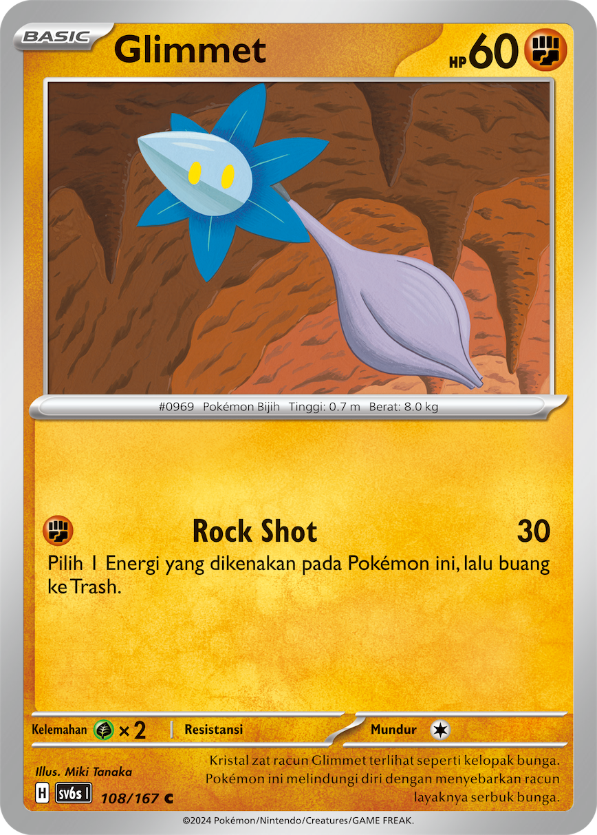 Glimmet 108 — Topeng Transfigurasi (Indonesian Pokémon TCG card)